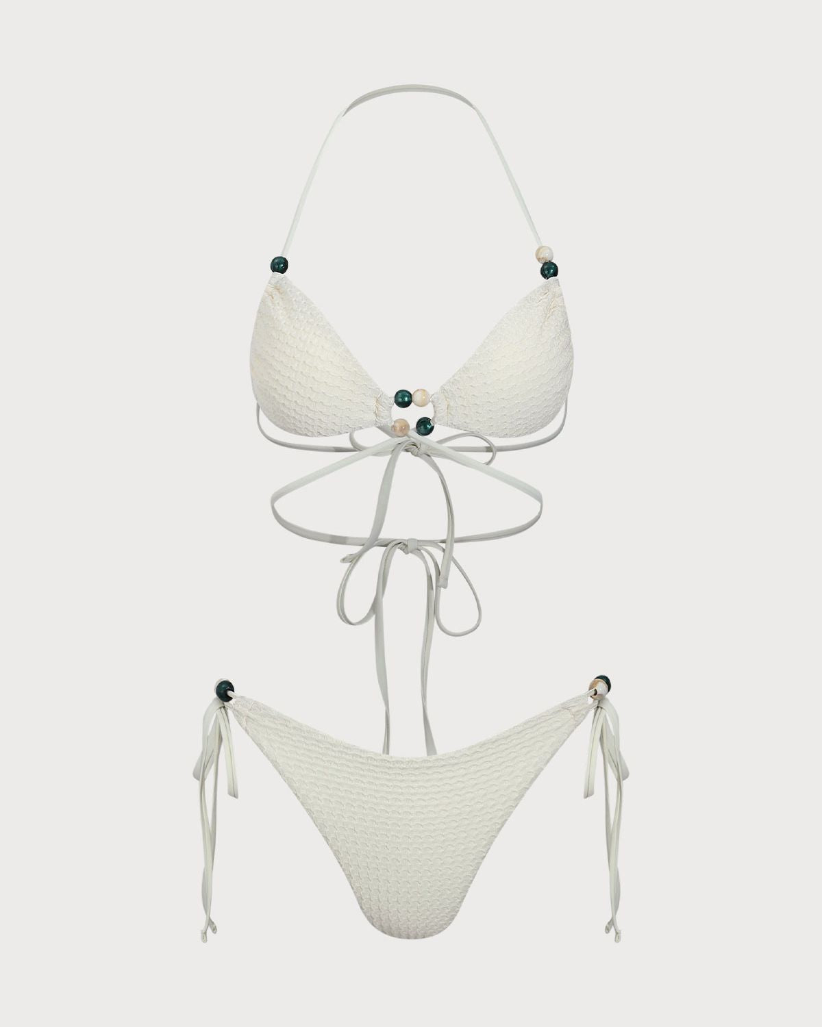 Belltoile™ Bej Kesikli Boncuklu Bikini Takımı