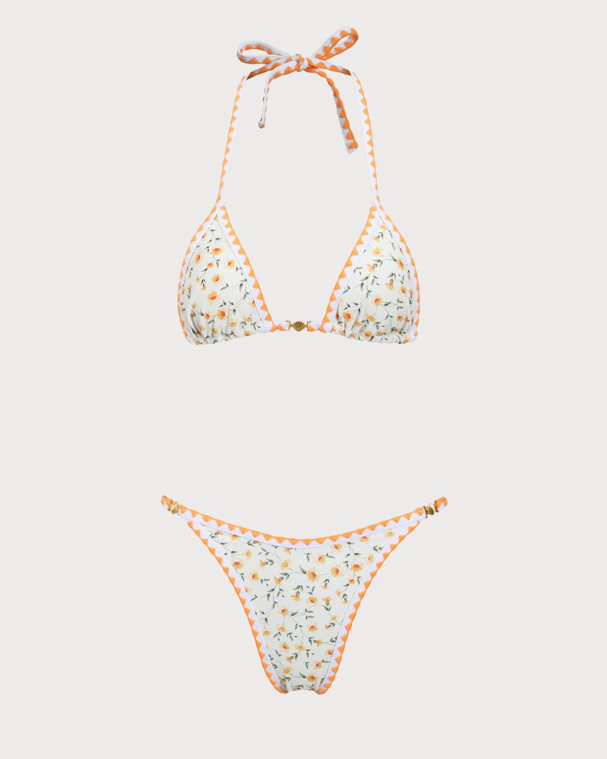 Belltoile™ Sarı Çiçekli Kontrast Bikini Takımı
