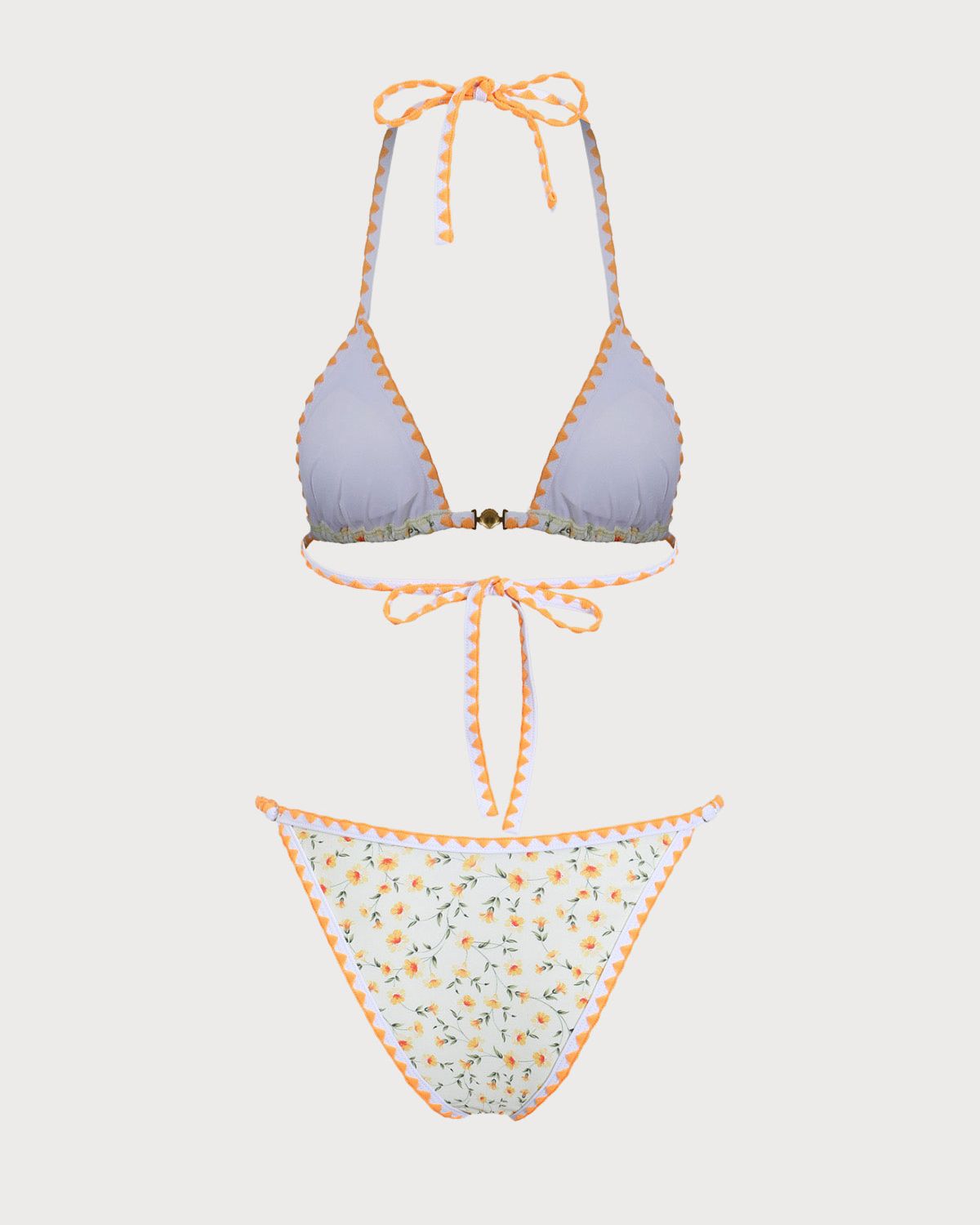 Belltoile™ Sarı Çiçekli Kontrast Bikini Takımı