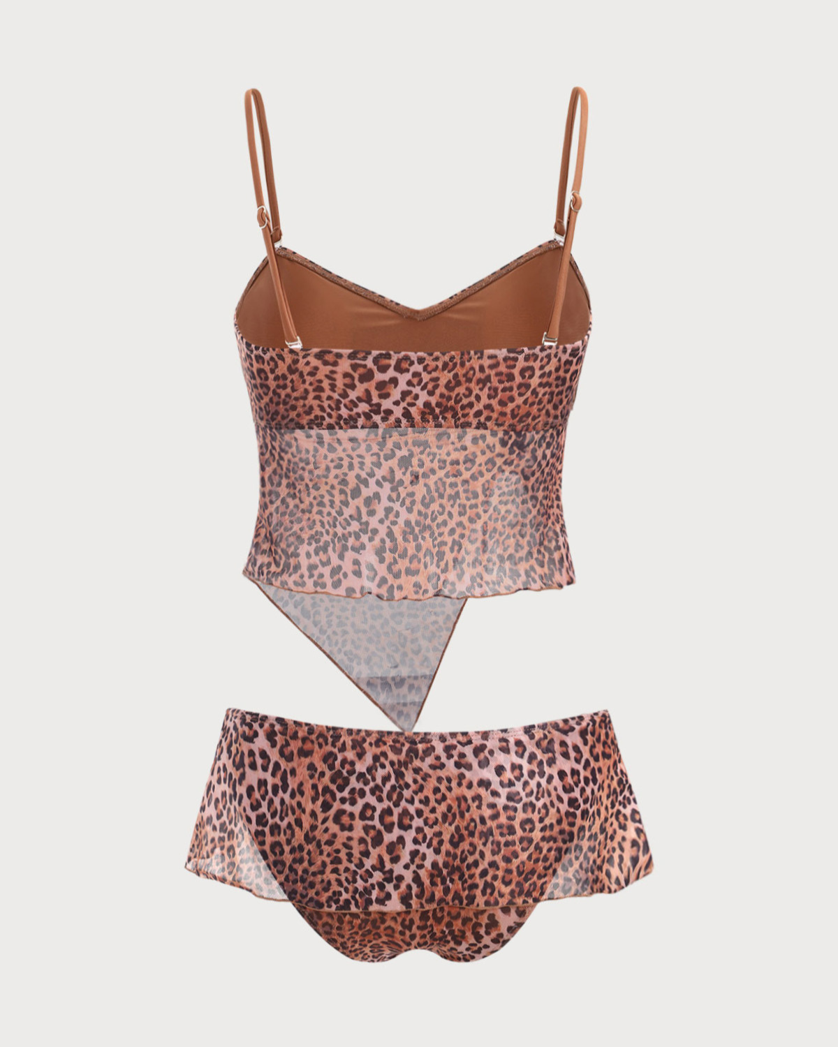 Belltoile™ Kahverengi Büzgülü Leopar Desenli Tankini Mayo