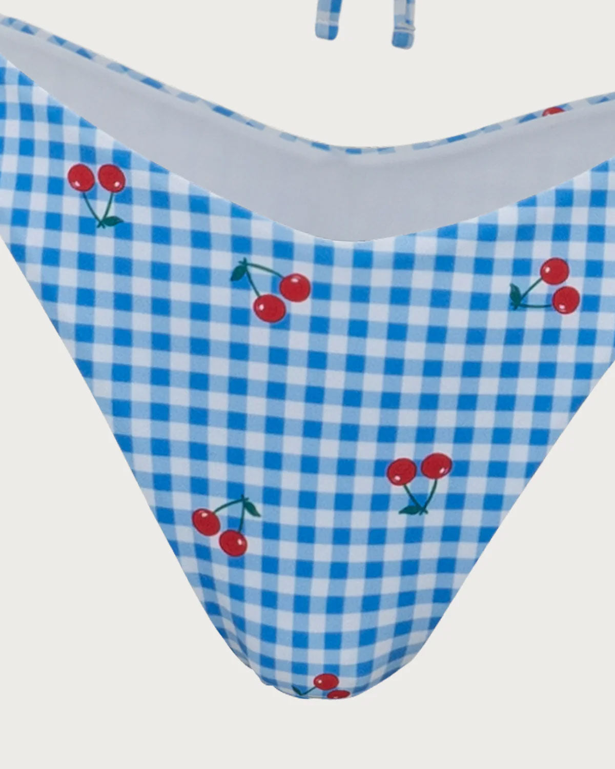 Belltoile™ Mavi Ekose Kiraz Halter Bikini Takımı