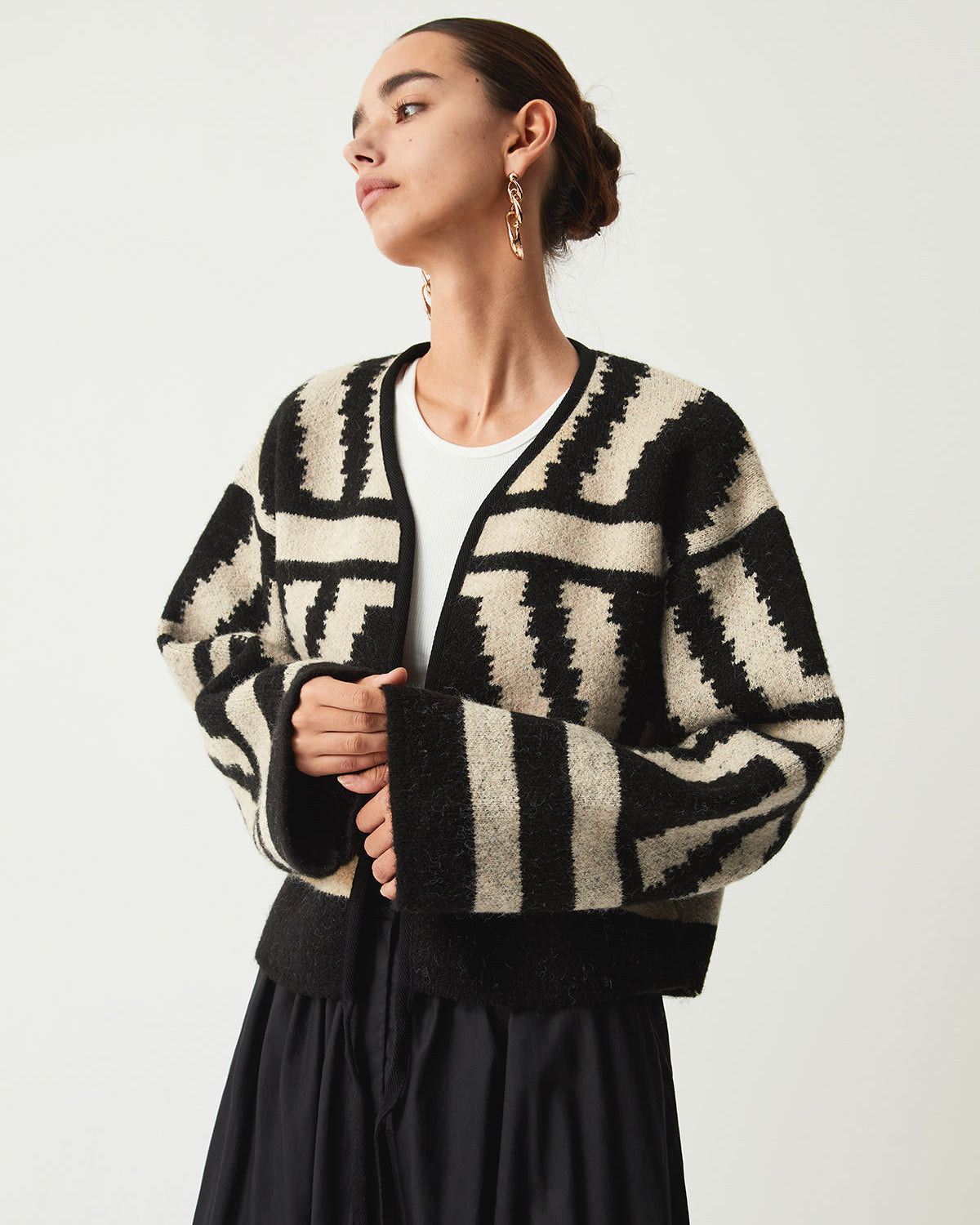 Geometrik Desenli Kimono Hırka
