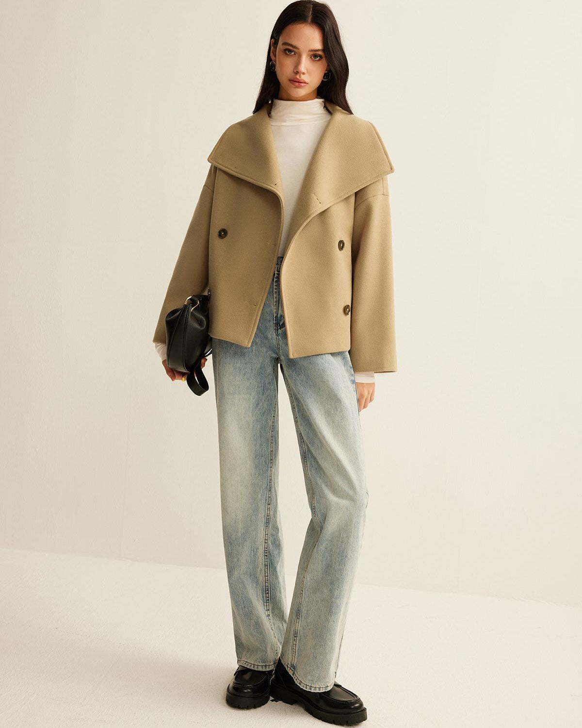 Camel Oversize Yün Kaban