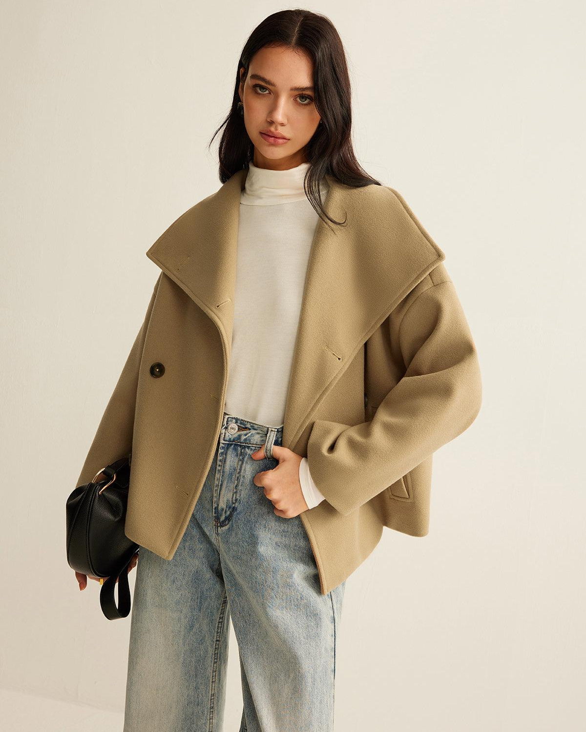 Camel Oversize Yün Kaban