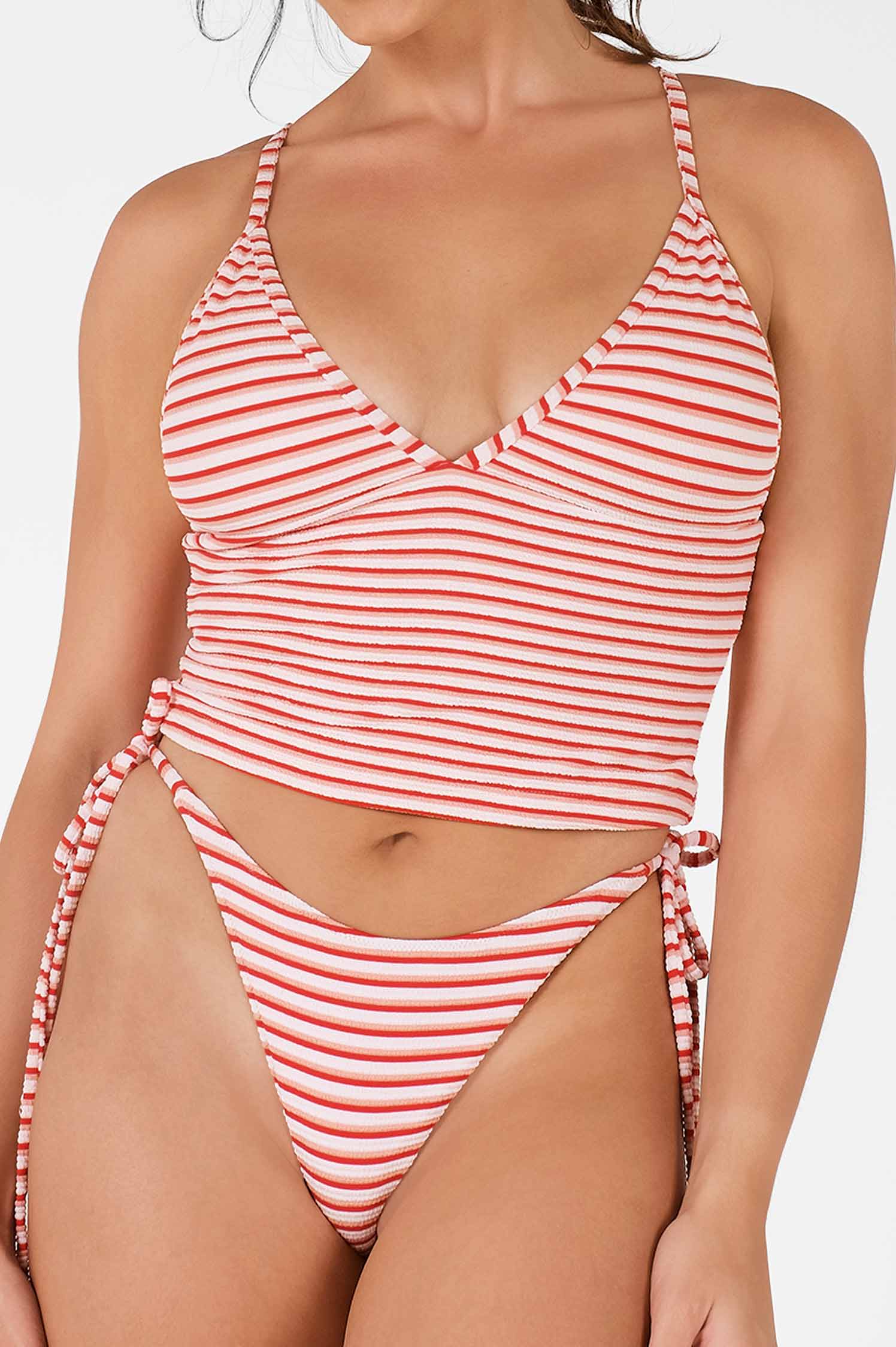 Belltoile™ Holly Tankini Üst / Kırmızı Jakarlı