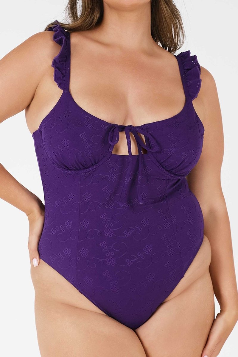 Belltoile™ Hailey Fırfırlı Destekli Tek Parça Mayo / Alacakaranlık Dantel (Son İndirim)