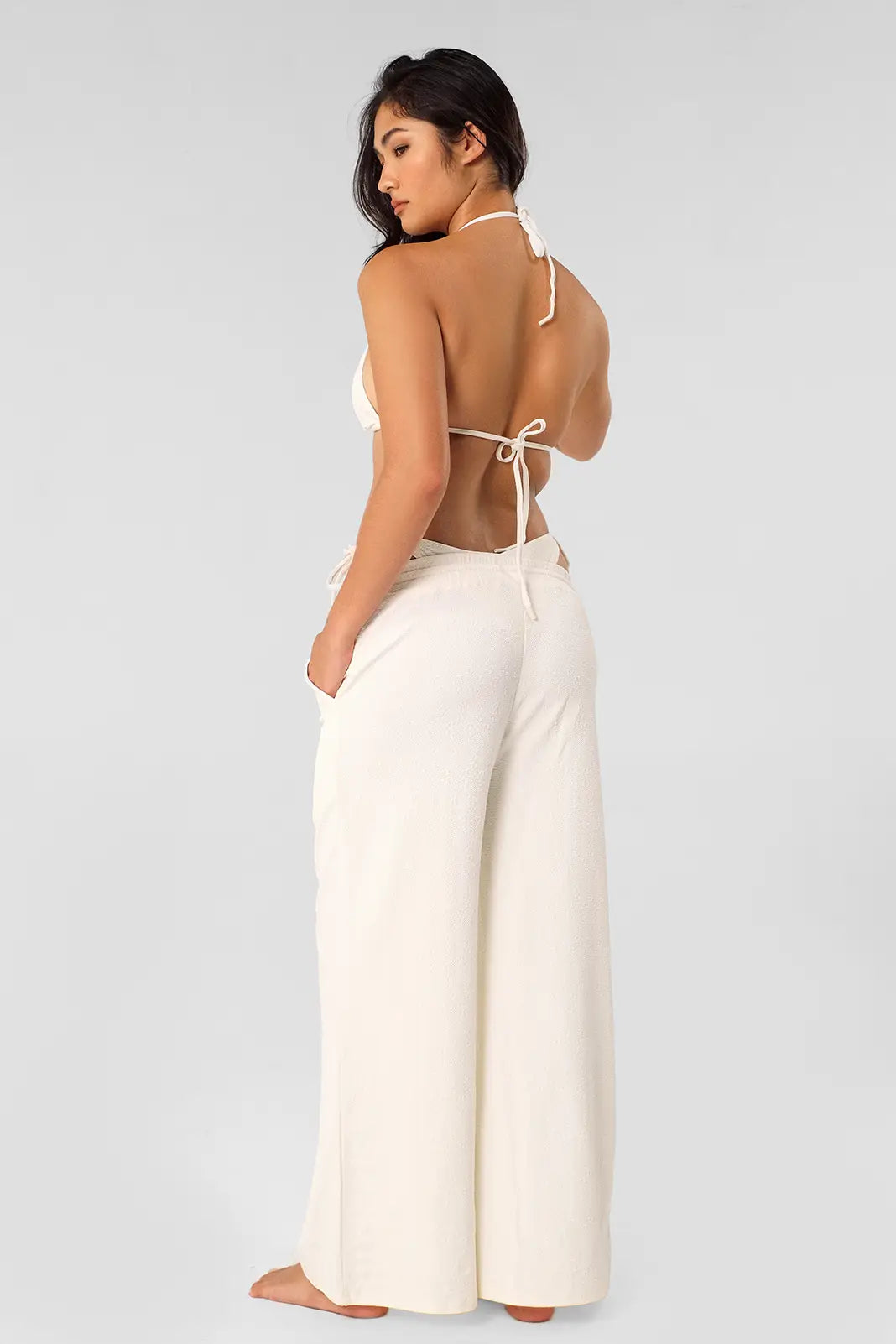 Belltoile™ Andie Geniş Paça Pantolon / Vanilla Rom Jakarlı