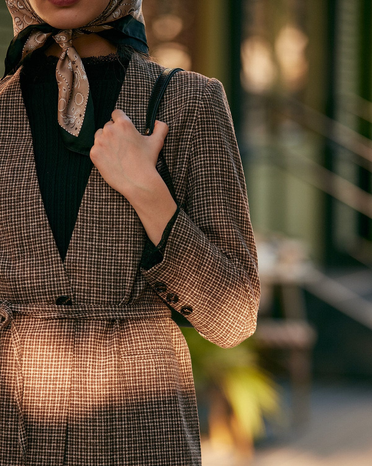 Belltoile™ V Yaka Ekose Tek Düğme Blazer