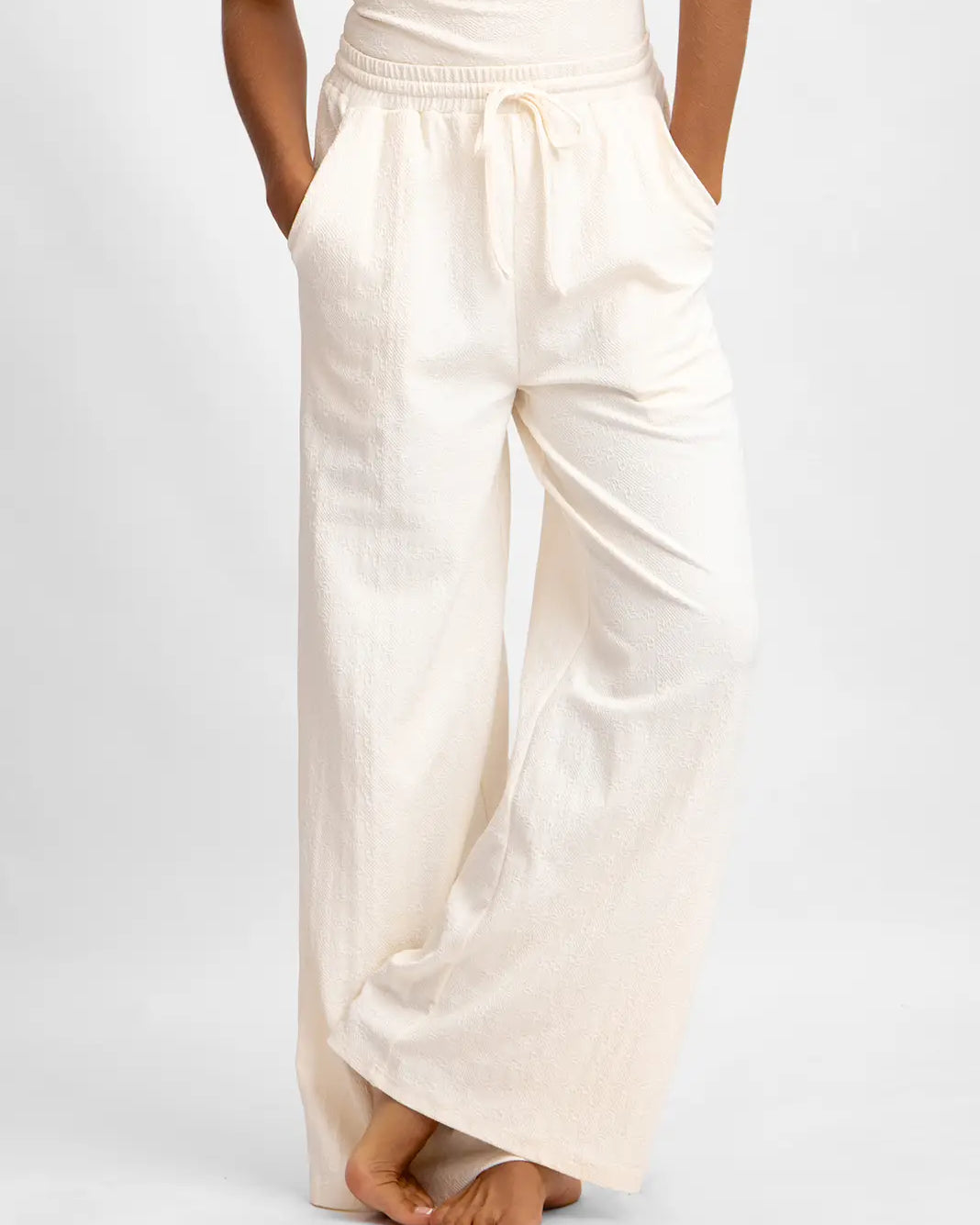 Belltoile™ Andie Geniş Paça Pantolon / Vanilla Rom Jakarlı