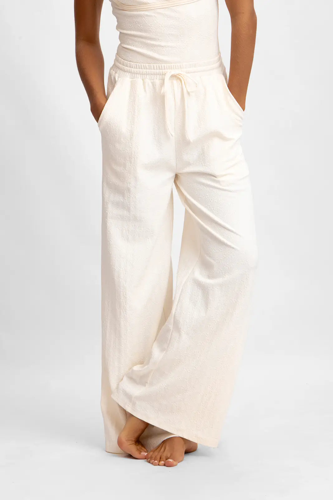 Belltoile™ Andie Geniş Paça Pantolon / Vanilla Rom Jakarlı