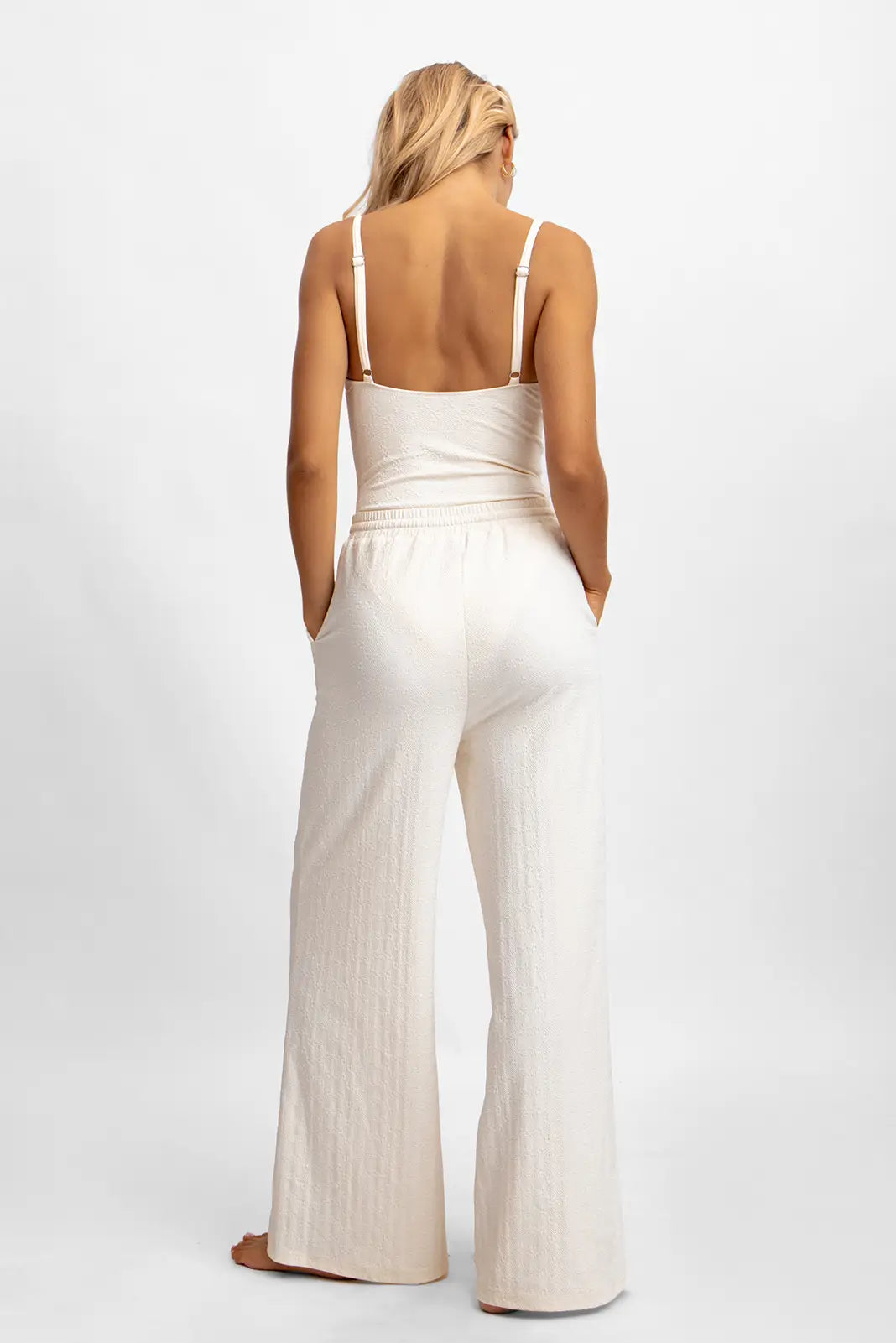 Belltoile™ Andie Geniş Paça Pantolon / Vanilla Rom Jakarlı