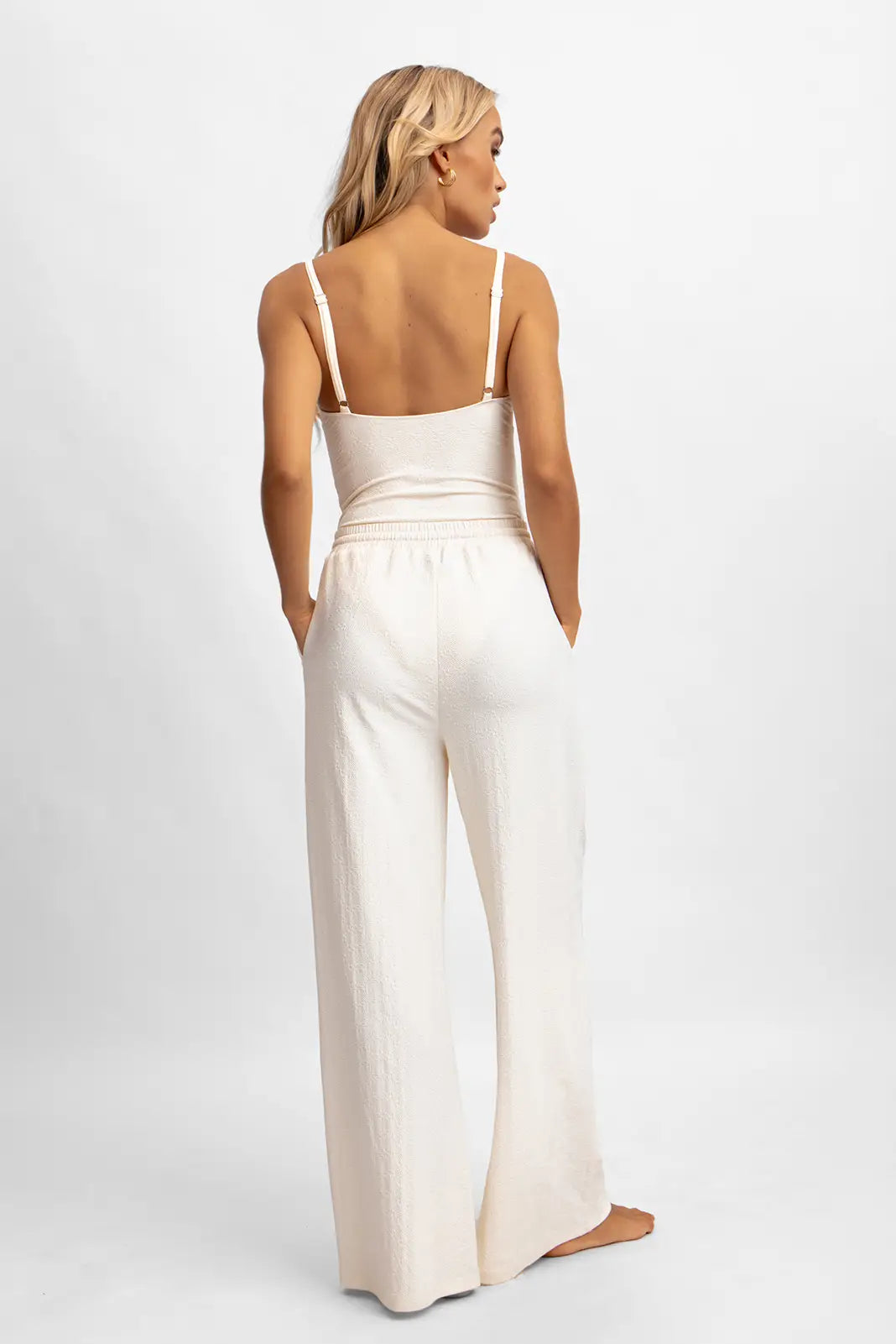 Belltoile™ Andie Geniş Paça Pantolon / Vanilla Rom Jakarlı