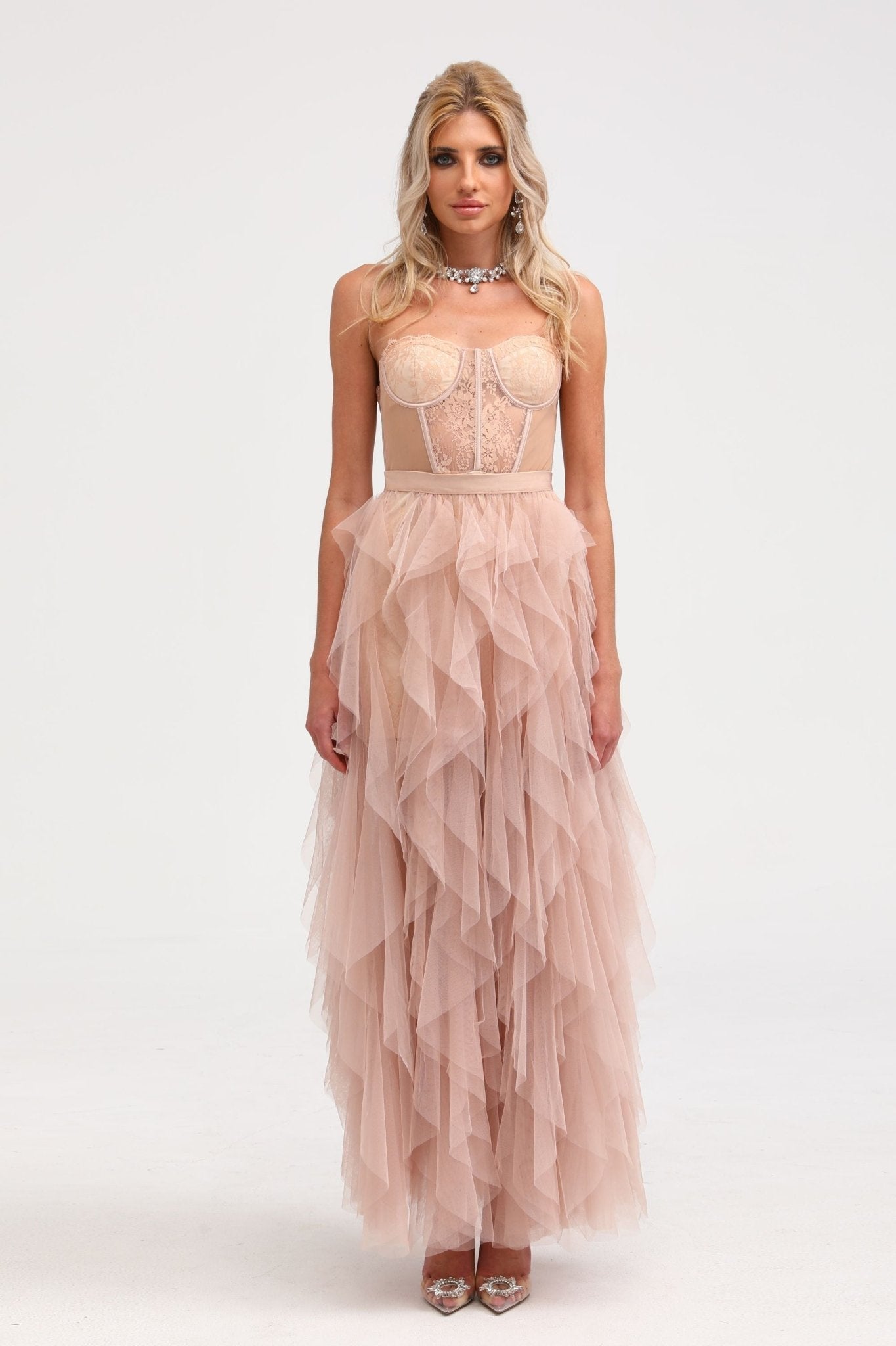 Belltoile™ Eilís Pembe Büstiyer File Maxi Elbise