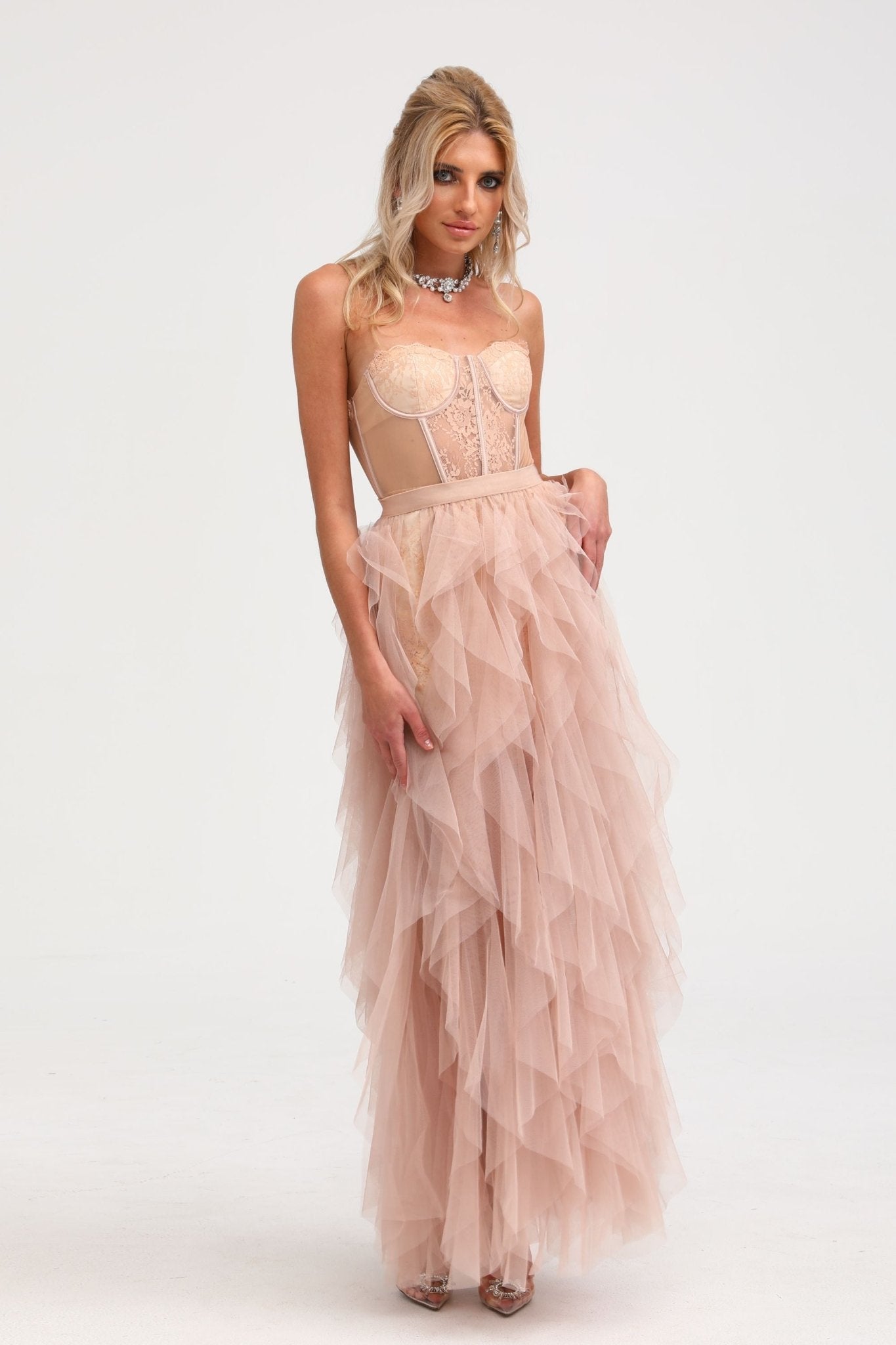 Belltoile™ Eilís Pembe Büstiyer File Maxi Elbise