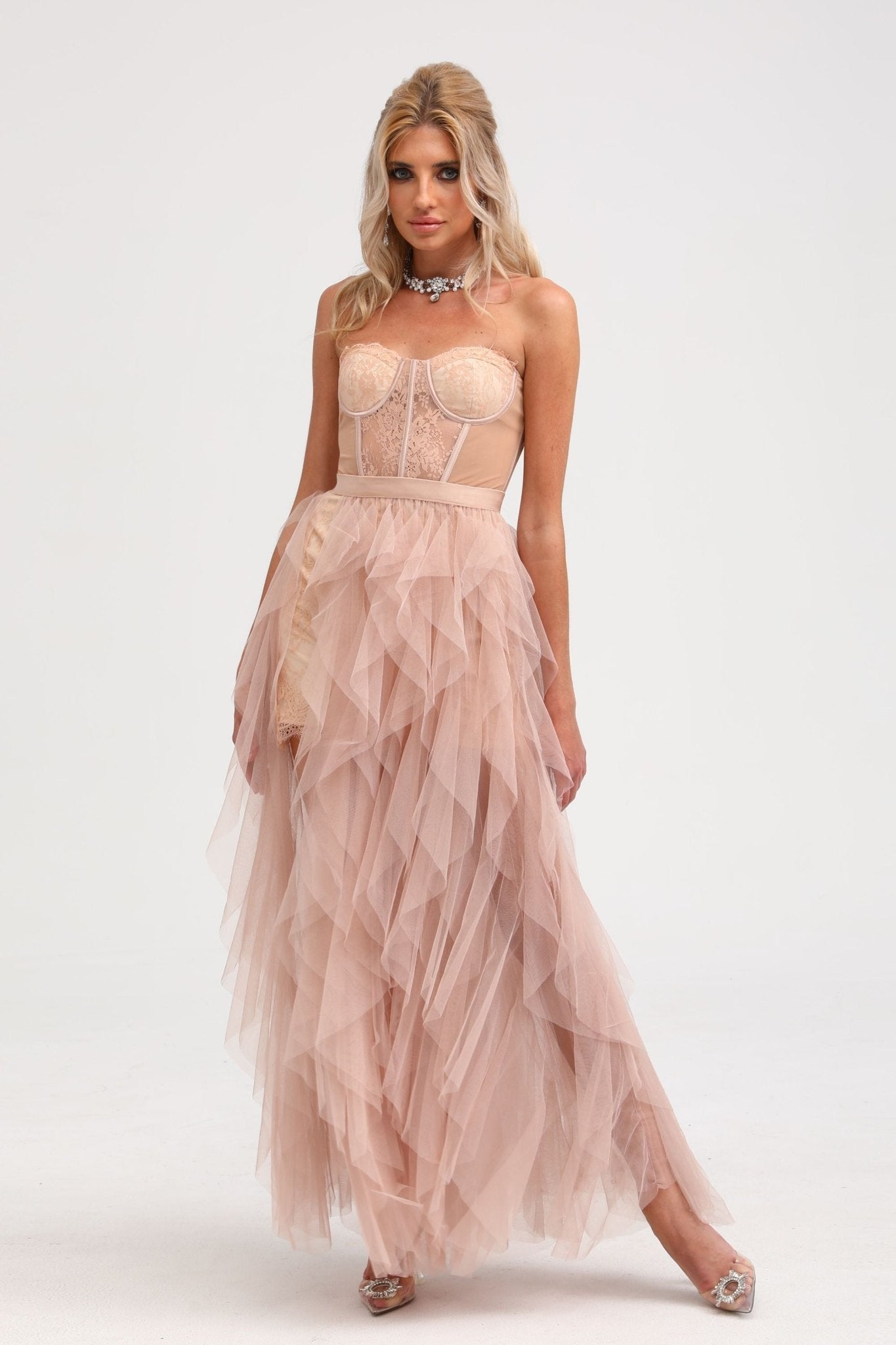 Belltoile™ Eilís Pembe Büstiyer File Maxi Elbise