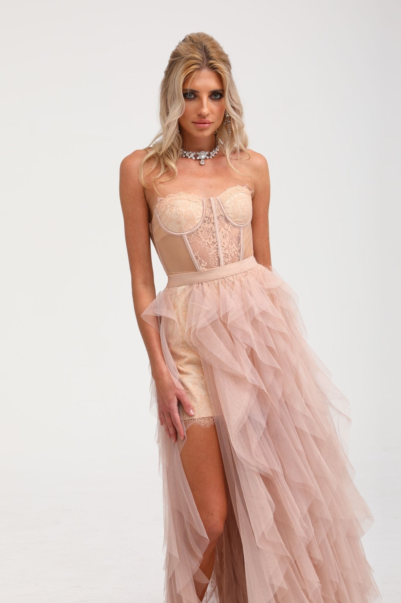 Belltoile™ Eilís Pembe Büstiyer File Maxi Elbise