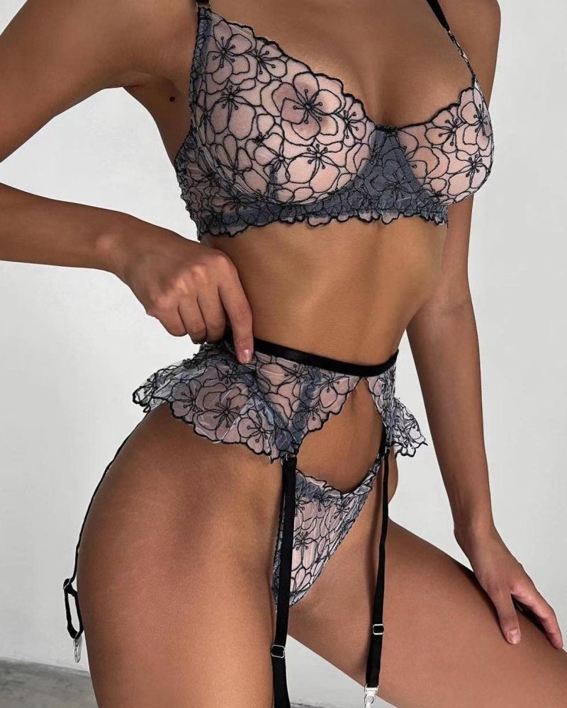 Belltoile™ MERCY Üç Parça Dantel Takım - Gri