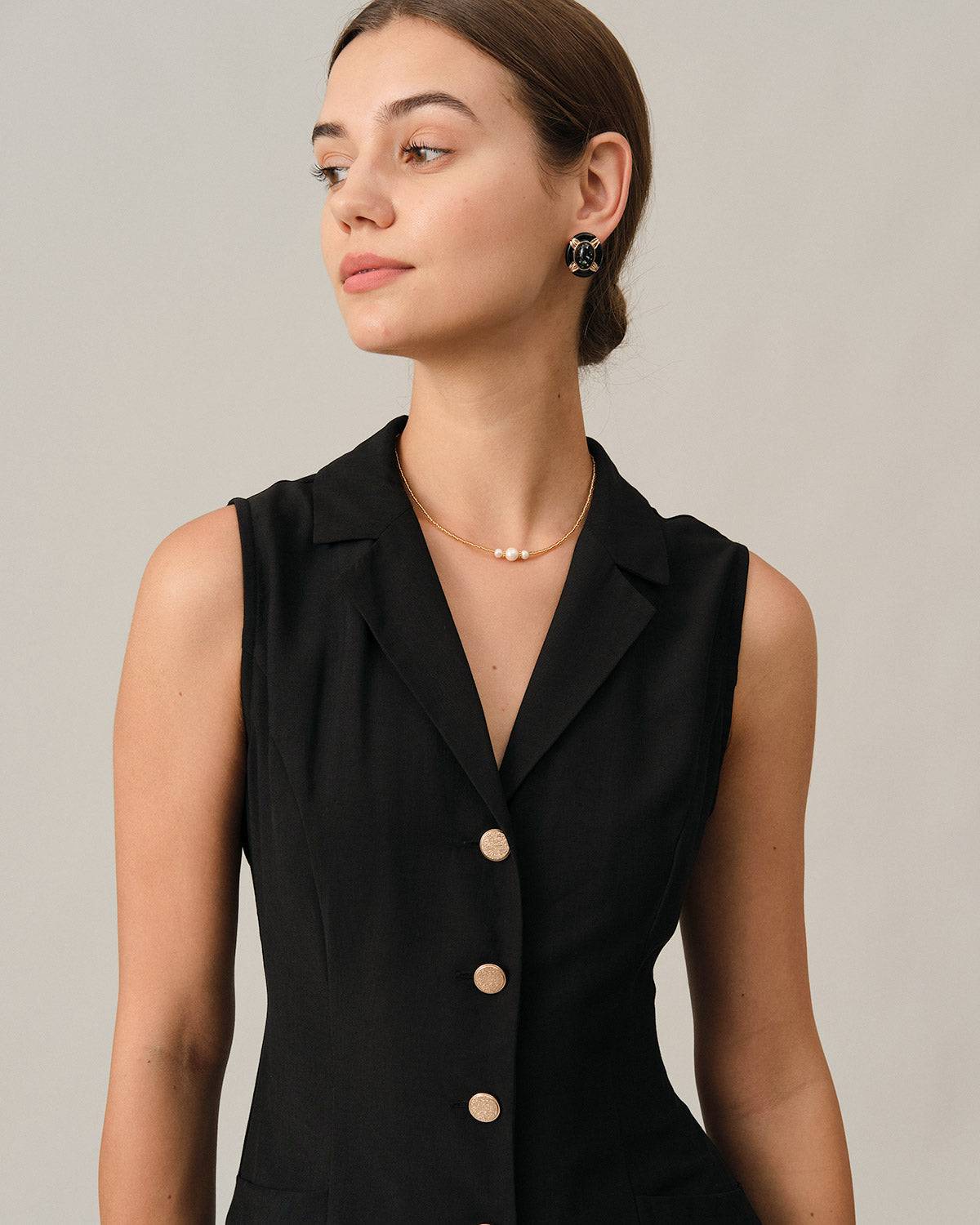 Belltoile Siyah V Yaka Tunik Midi Elbise