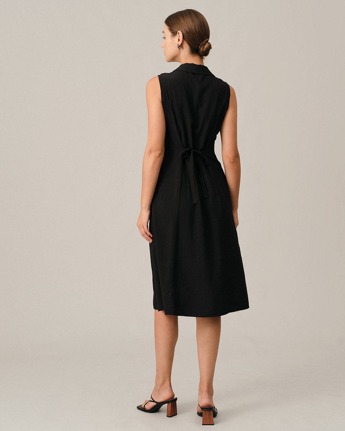 Belltoile Siyah V Yaka Tunik Midi Elbise