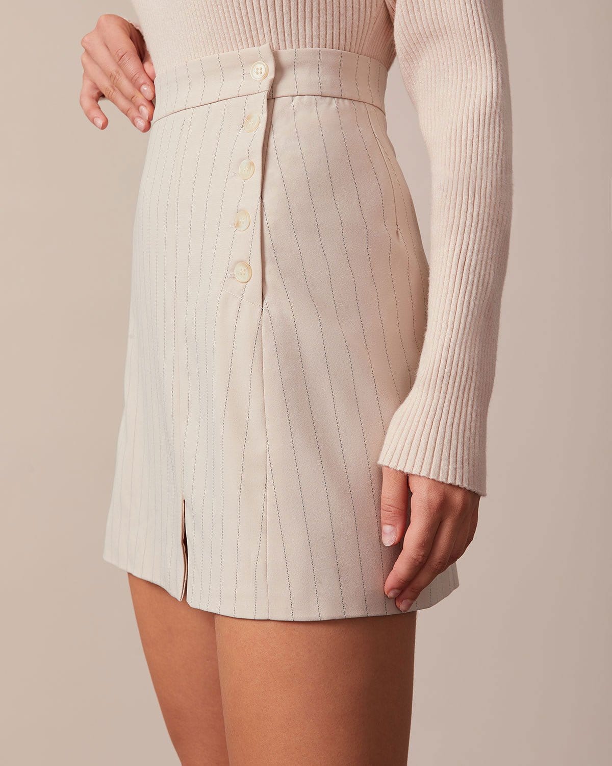 Belltoile™ Kayısı Çizgili Yırtmaçlı Mini Etek