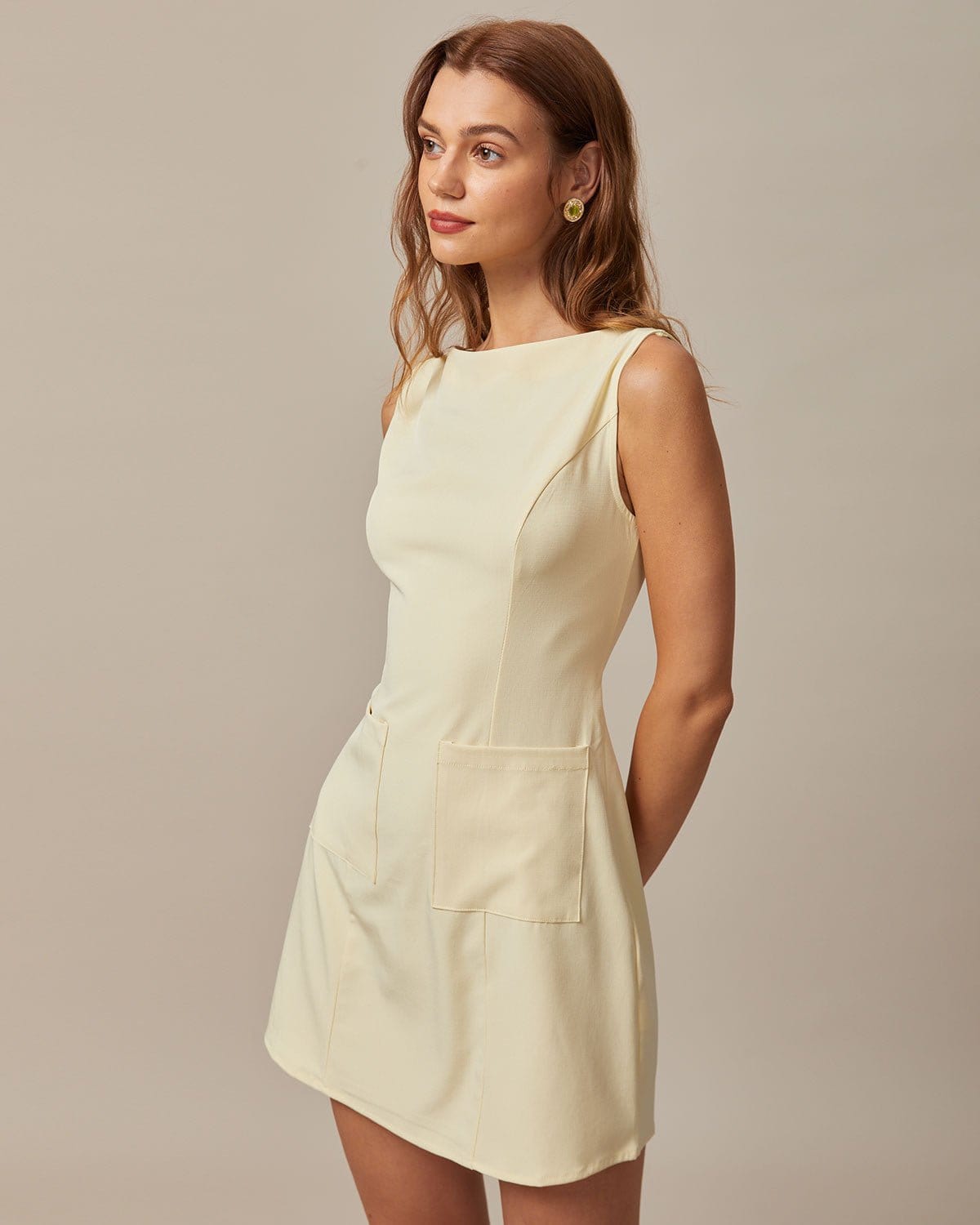 Belltoile Sarı Kayık Yaka Mini Elbise
