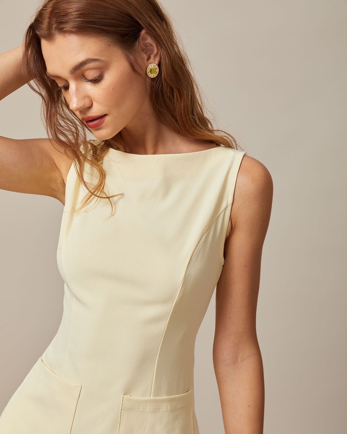 Belltoile Sarı Kayık Yaka Mini Elbise