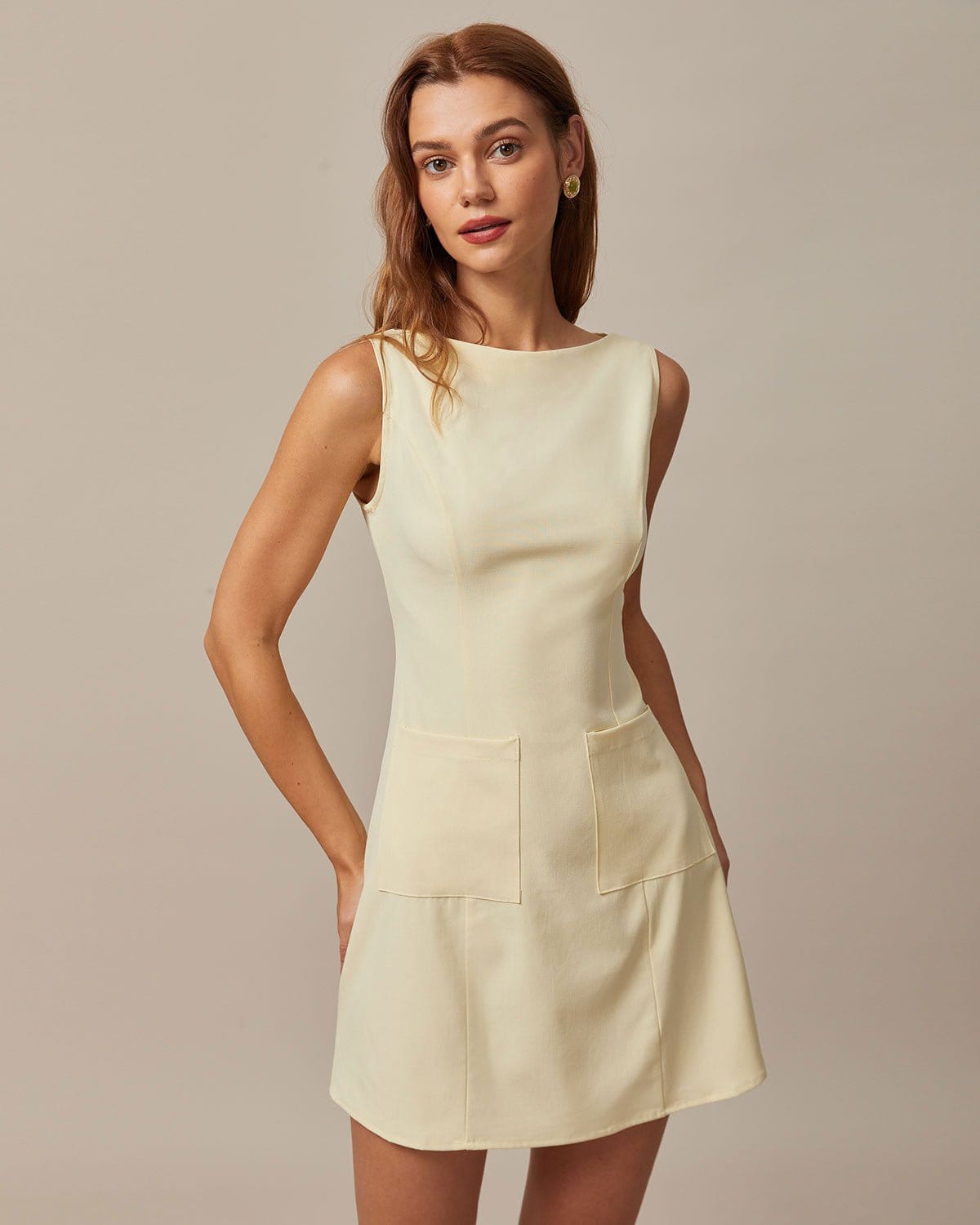 Belltoile Sarı Kayık Yaka Mini Elbise