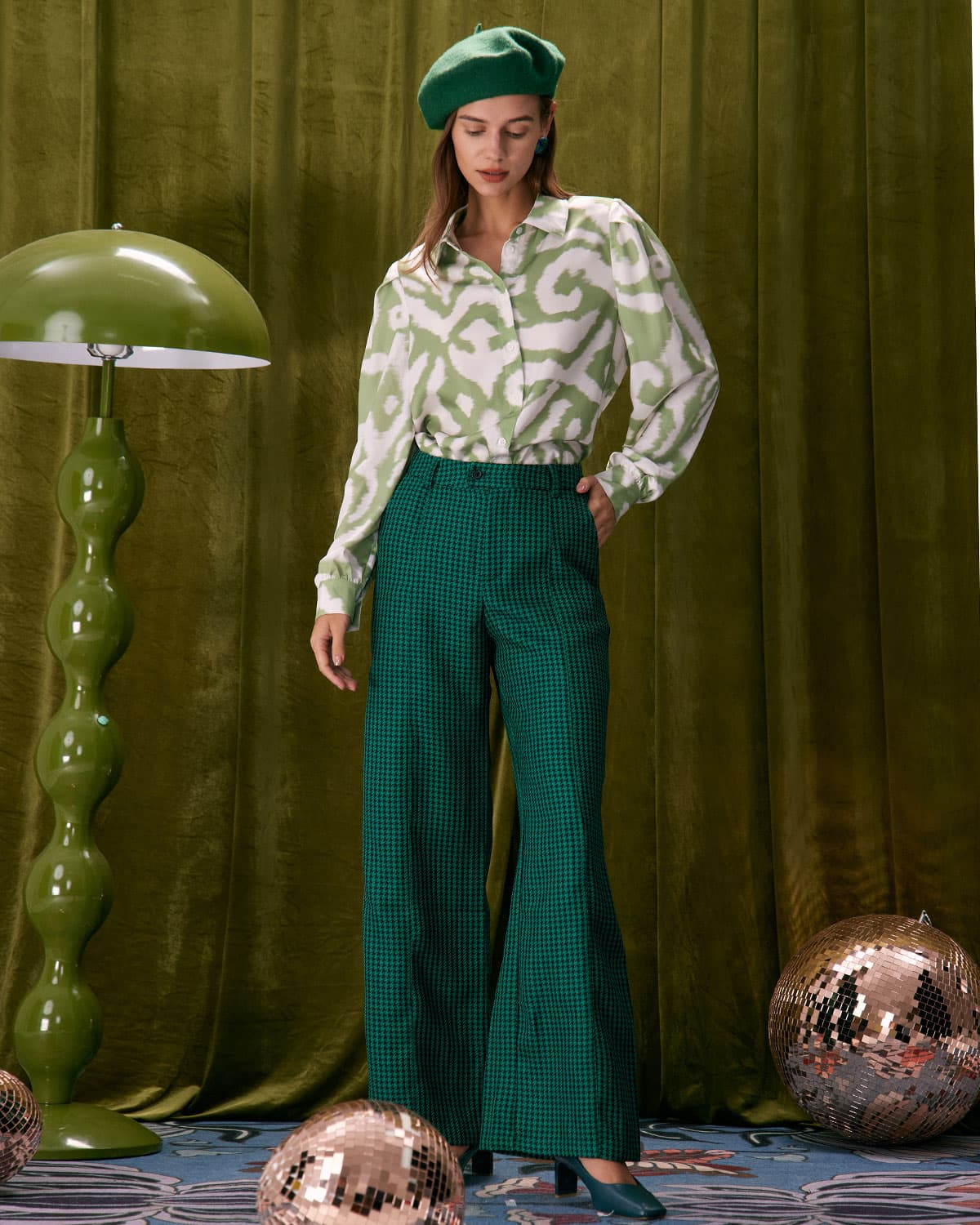 Belltoile™ Yeşil Kazayağı Geniş Paça Pantolon