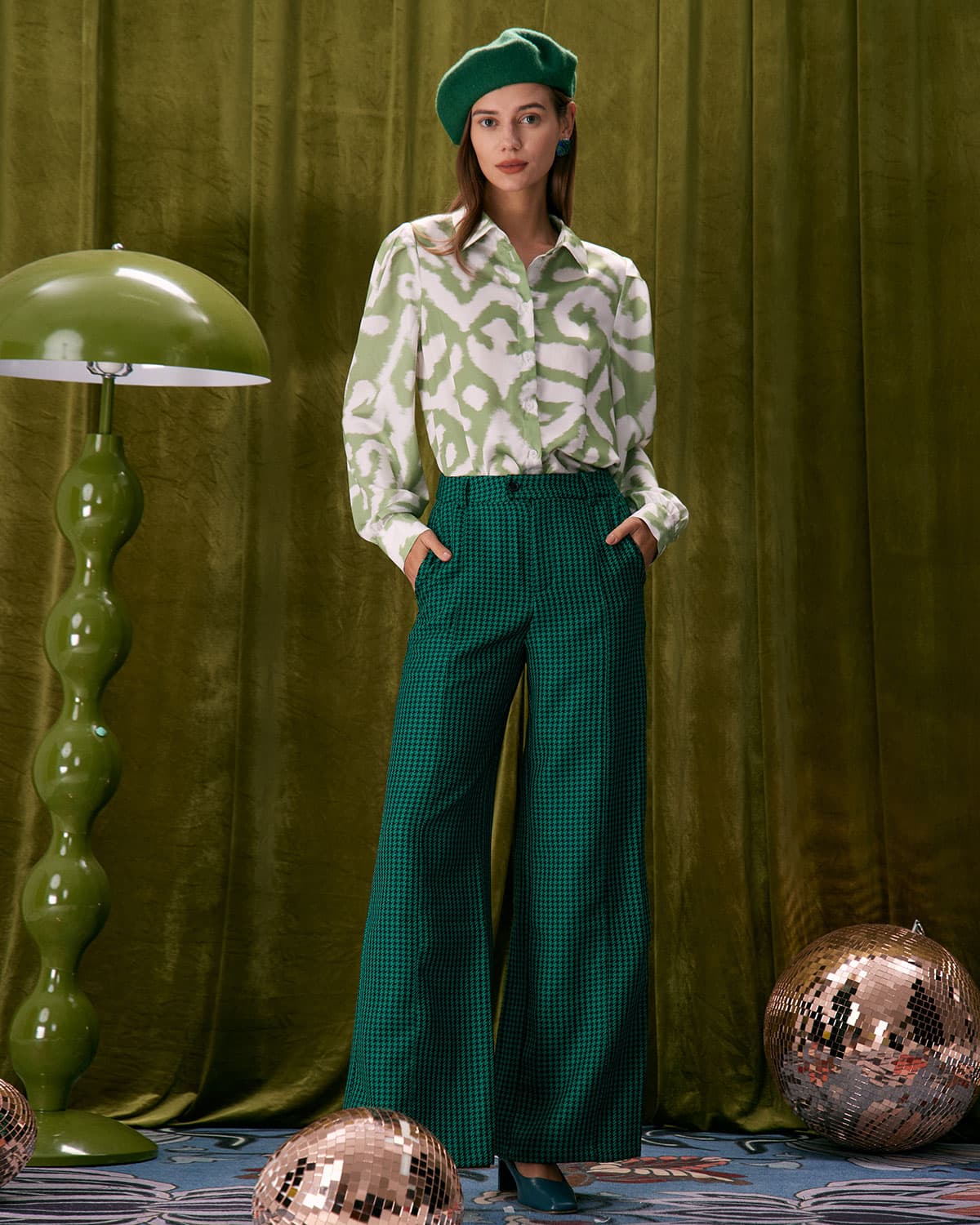 Belltoile™ Yeşil Kazayağı Geniş Paça Pantolon