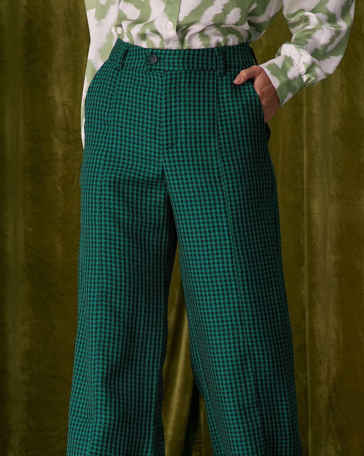 Belltoile™ Yeşil Kazayağı Geniş Paça Pantolon