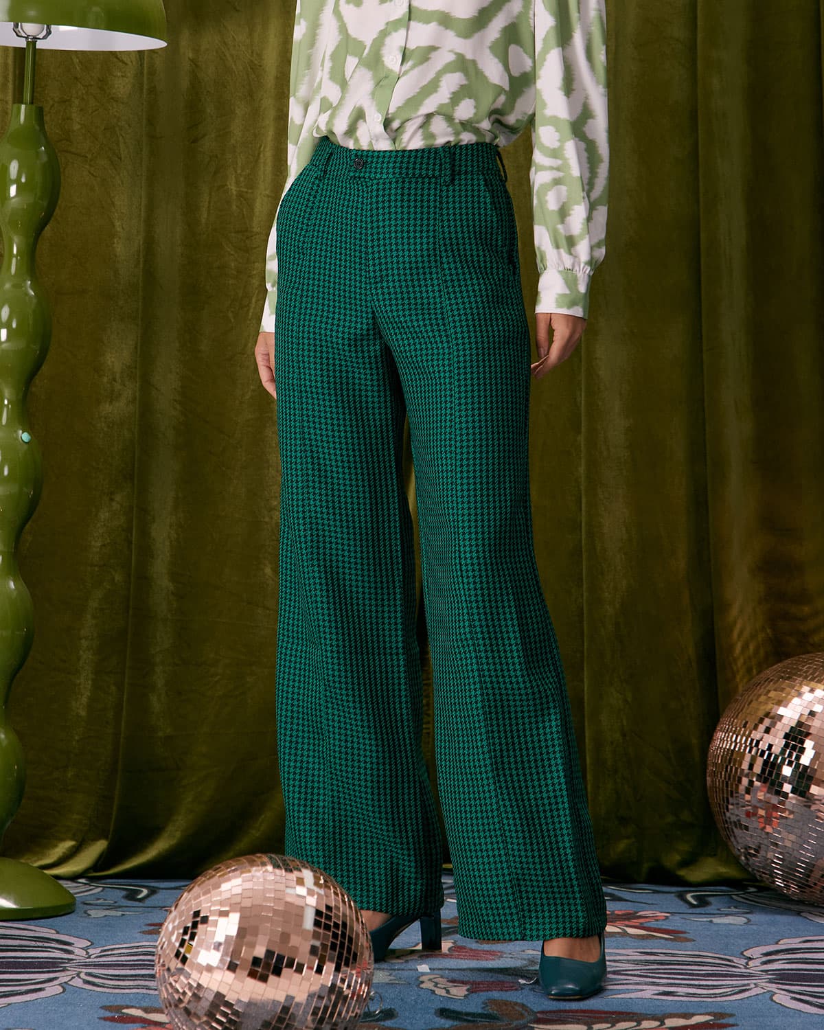 Belltoile™ Yeşil Kazayağı Geniş Paça Pantolon