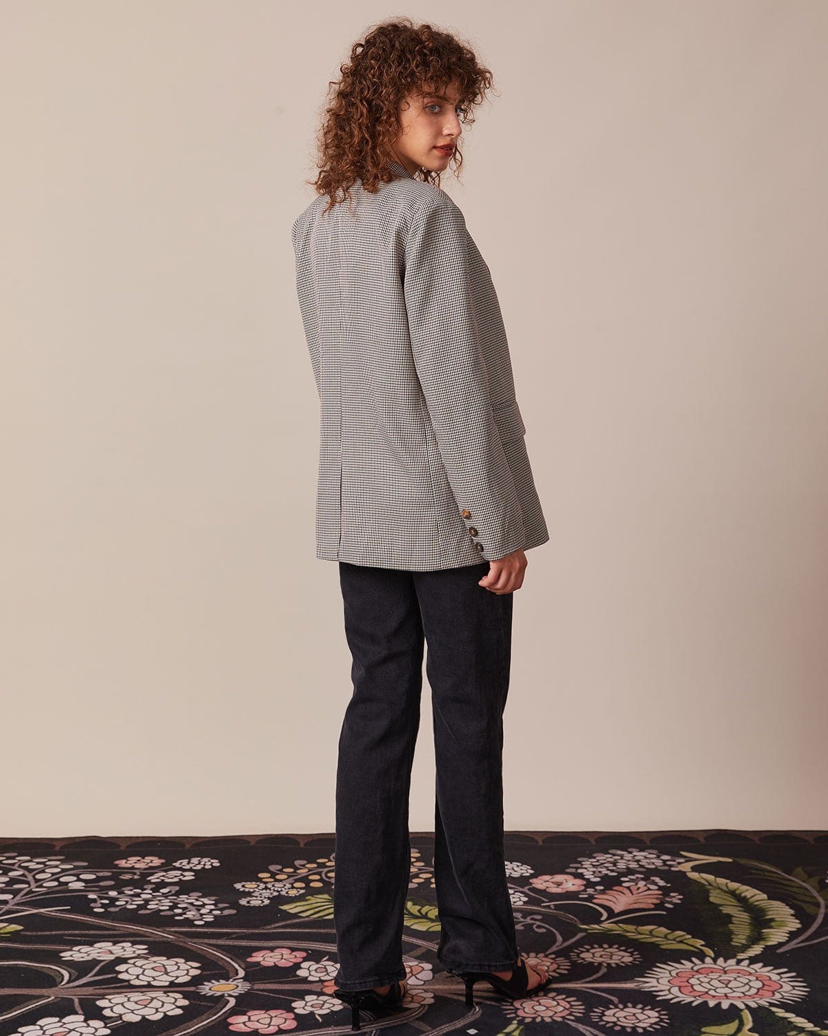 Belltoile™ Kahve Yaka Kazayağı Düğmeli Blazer