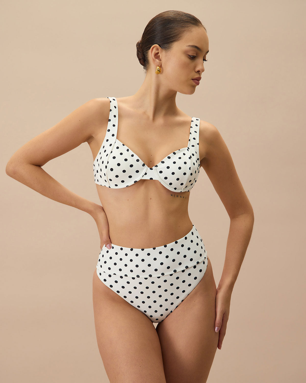 Belltoile™ Beyaz Puantiyeli Balenli Bikini Üstü