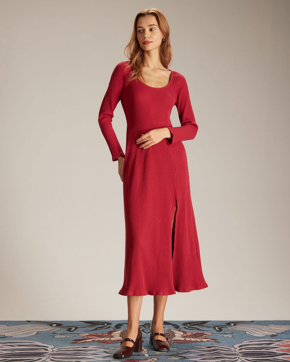Belltoile™ Kırmızı Ribanalı Yan Ayrık A Kesim Maxi Elbise