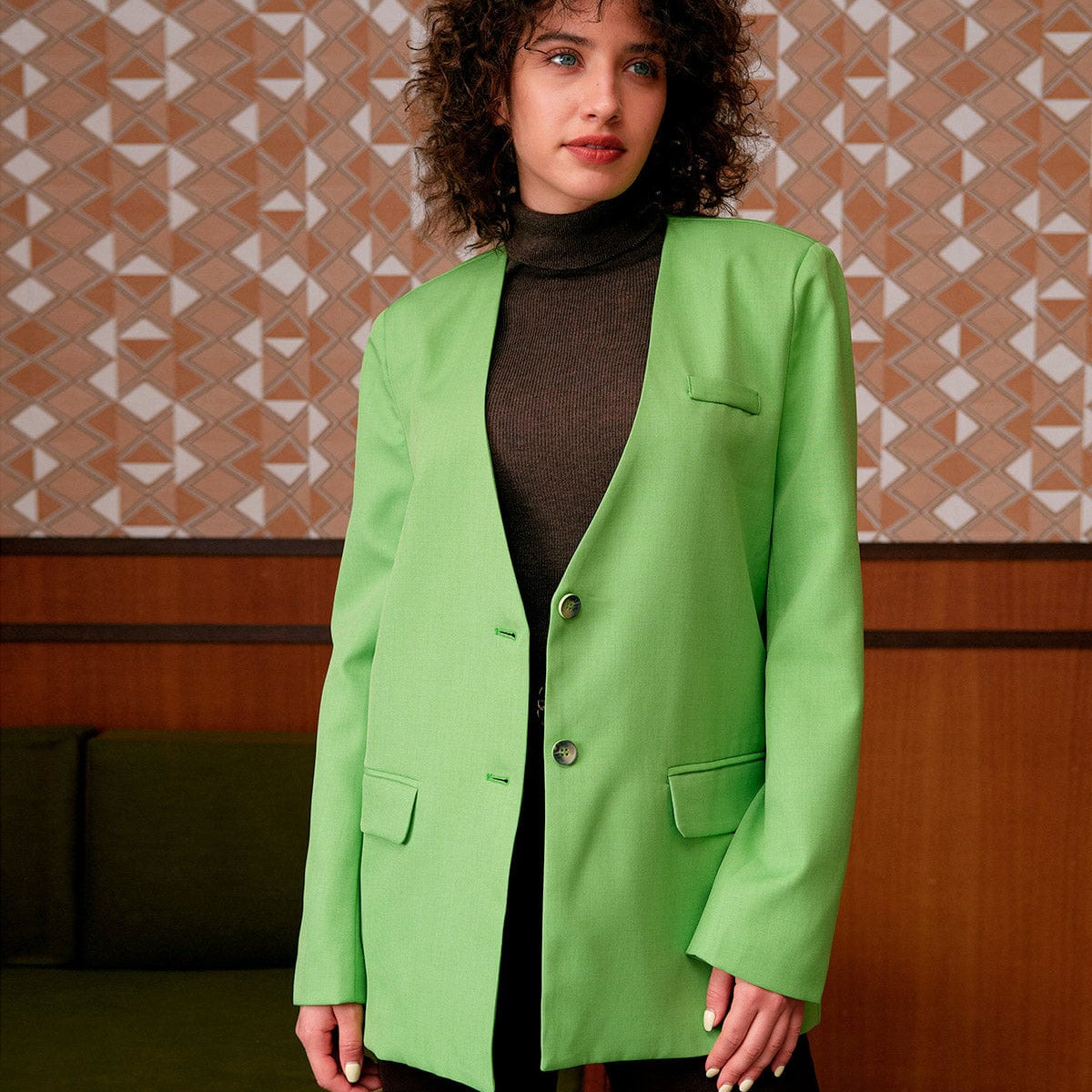Belltoile™ Düz V Yaka Düğmeli Blazer