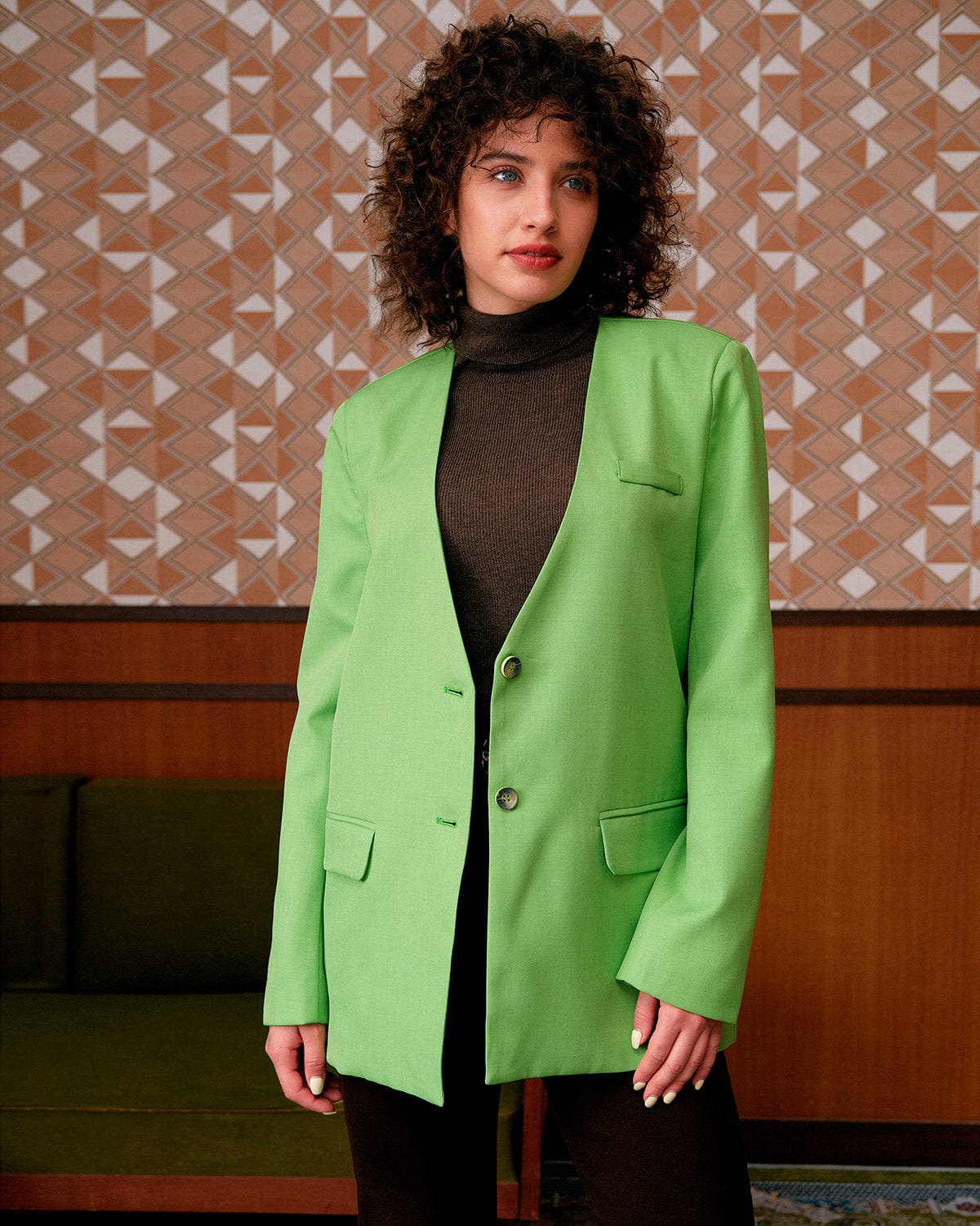 Belltoile™ Düz V Yaka Düğmeli Blazer