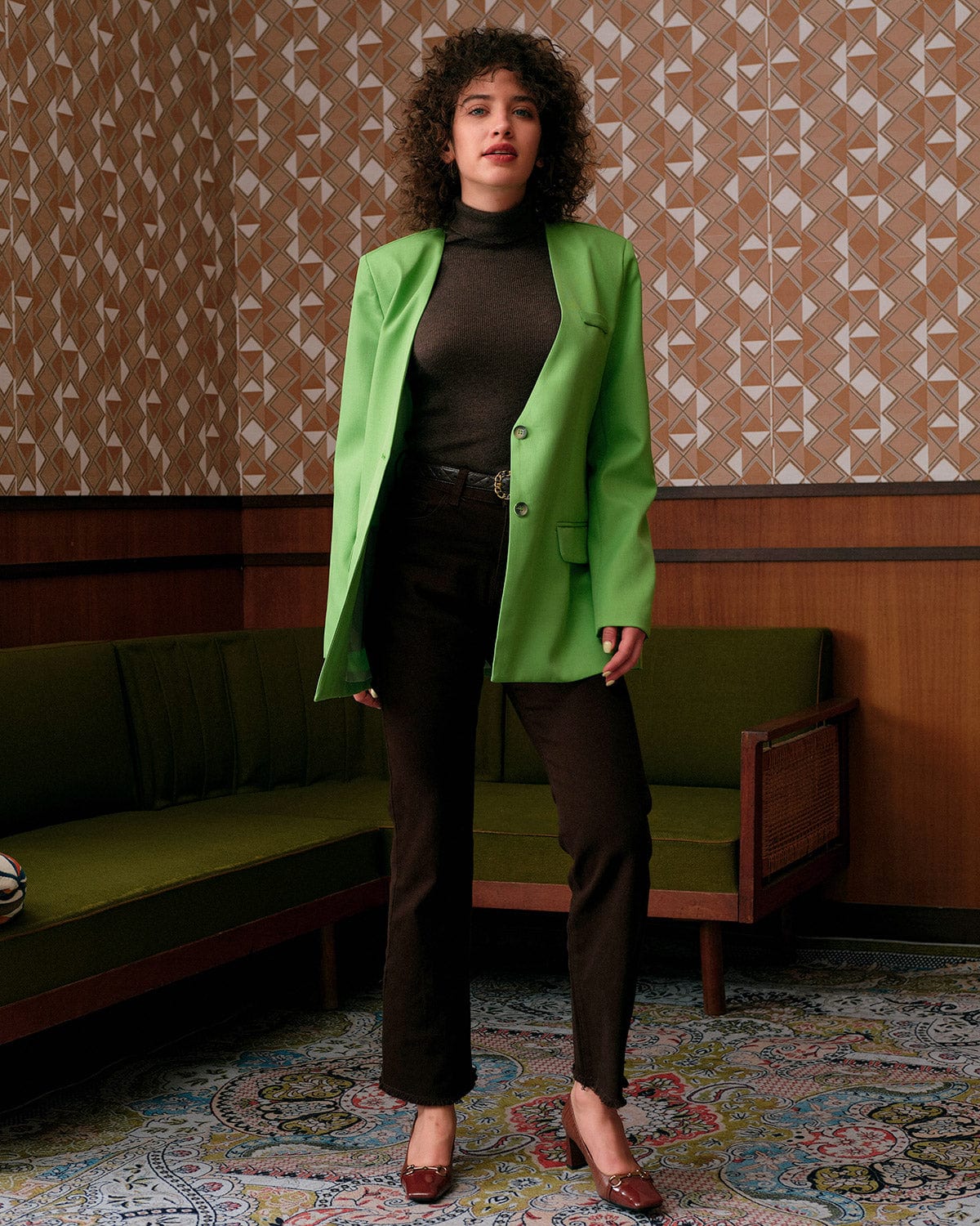 Belltoile™ Düz V Yaka Düğmeli Blazer