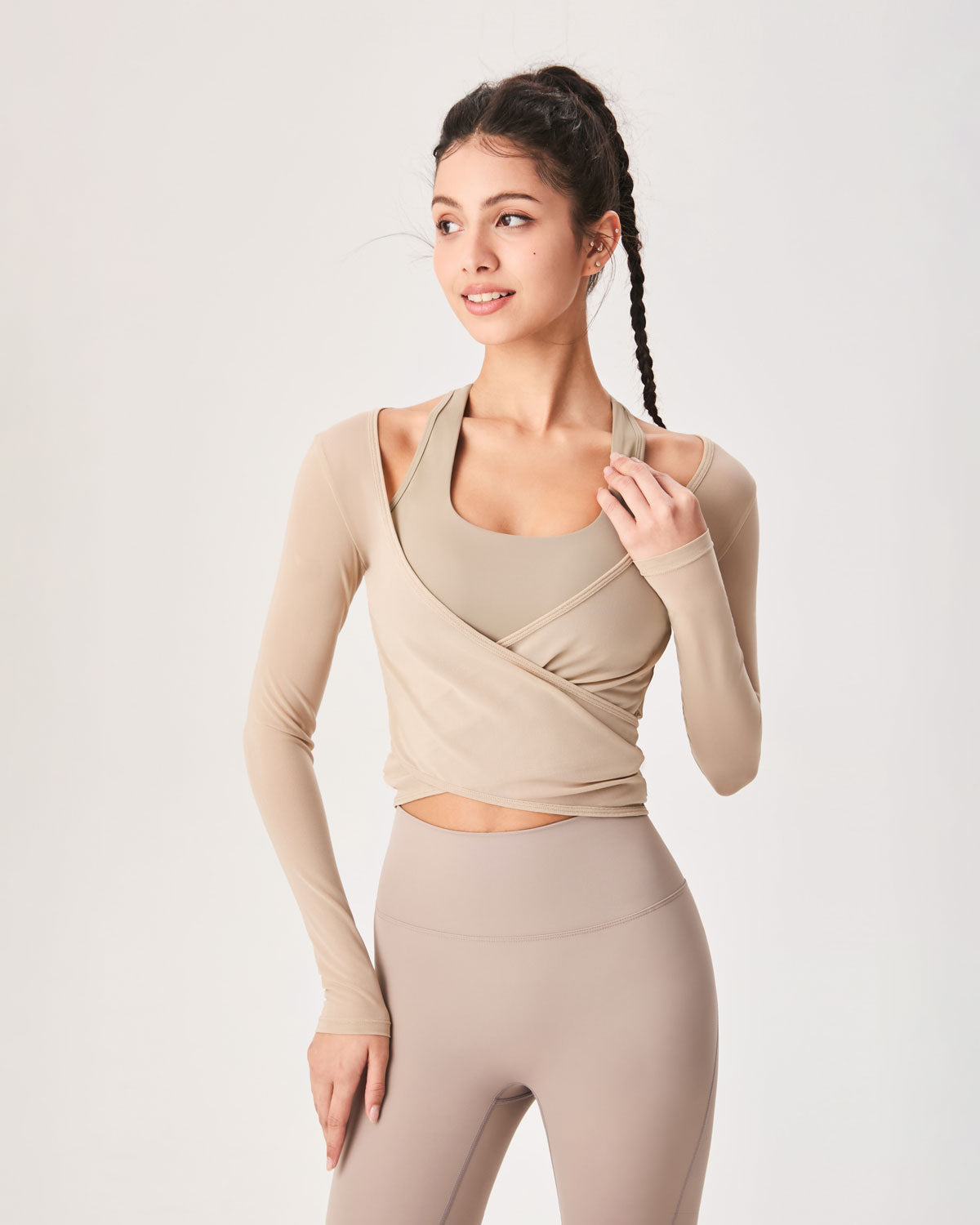 Belltoile™ Haki Surplice Uzun Kollu Örtü - Hafif Destek