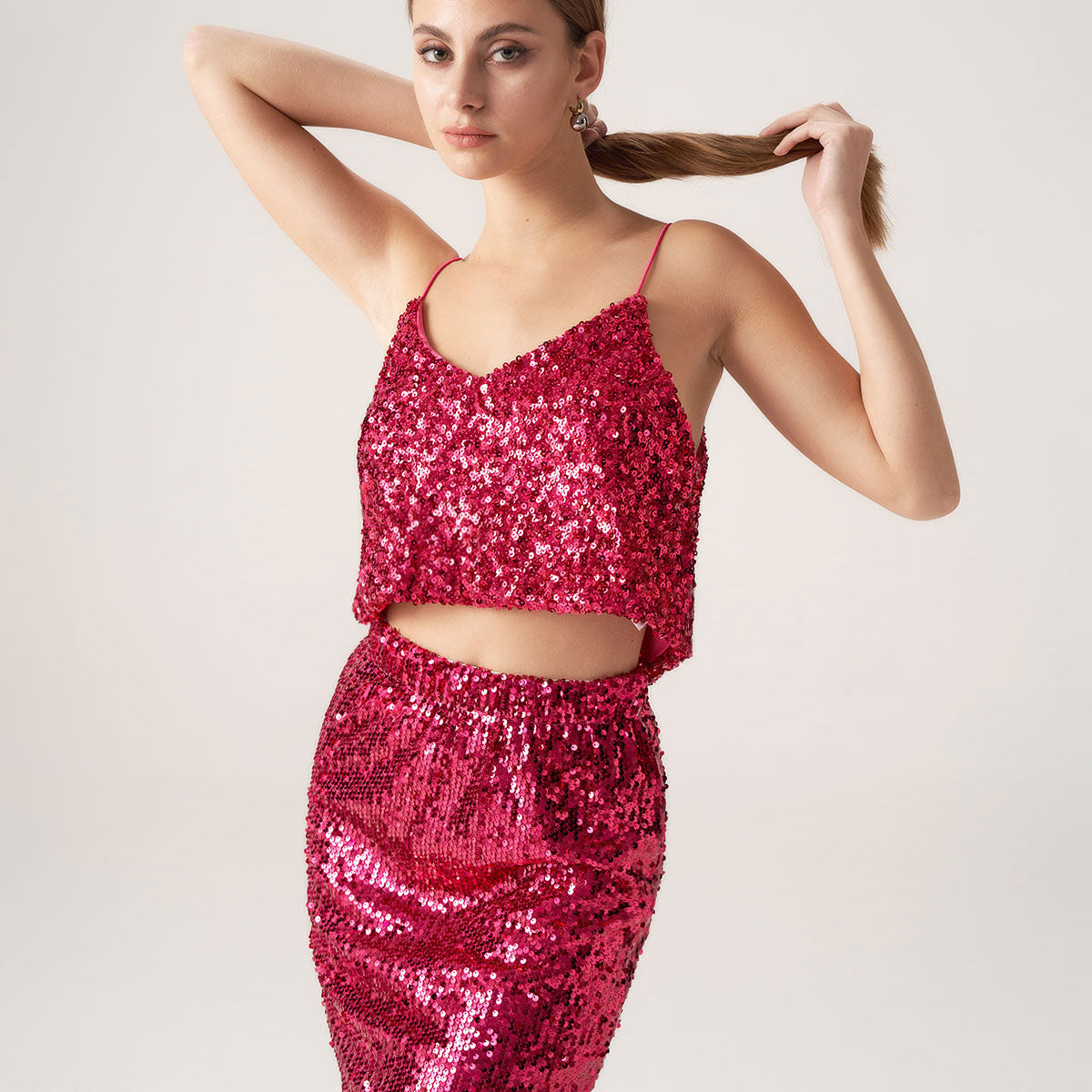 Belltoile™ Bettydress-Kırmızı Payet Kısa Kısa Bluz