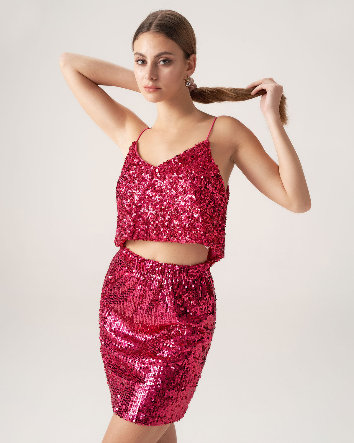 Belltoile™ Bettydress-Kırmızı Payet Kısa Kısa Bluz