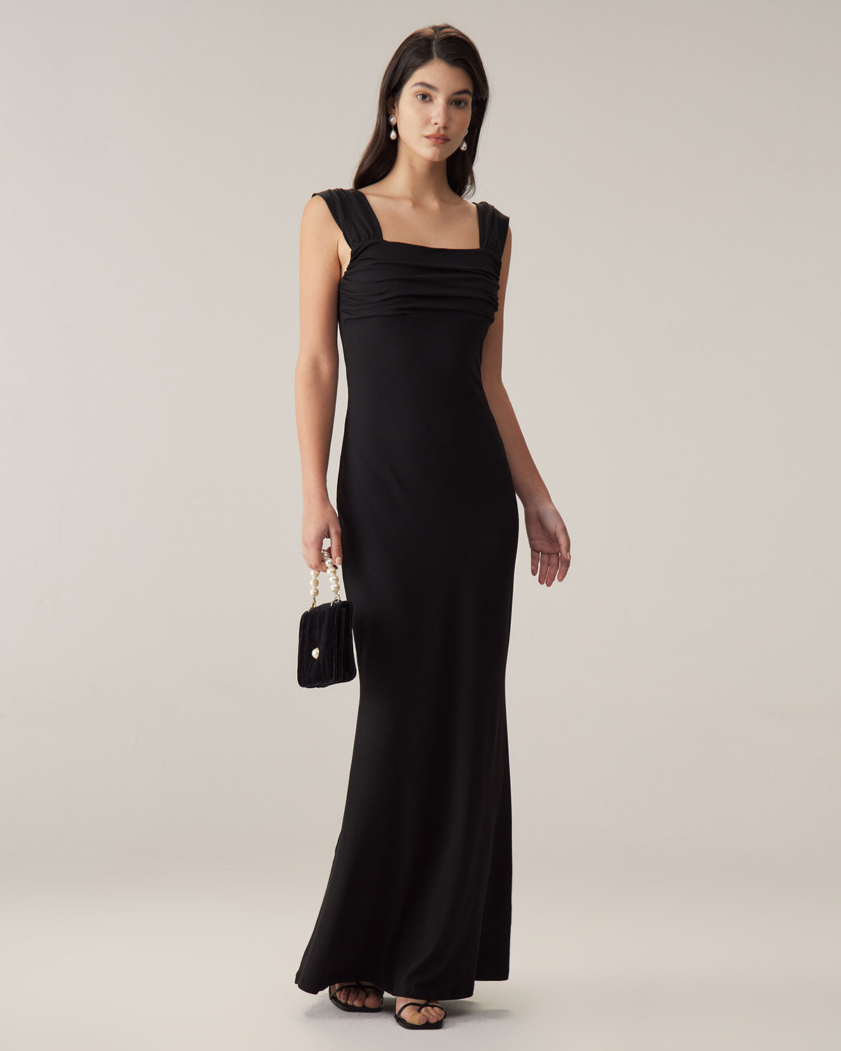 Belltoile Siyah Dantelli Trompet Slip Maxi Elbise