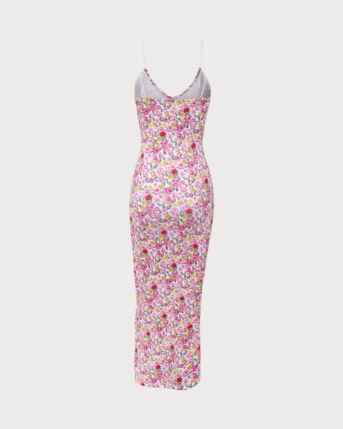 Belltoile™ Pembe Çiçekli Bodycon Slip Maxi Elbise