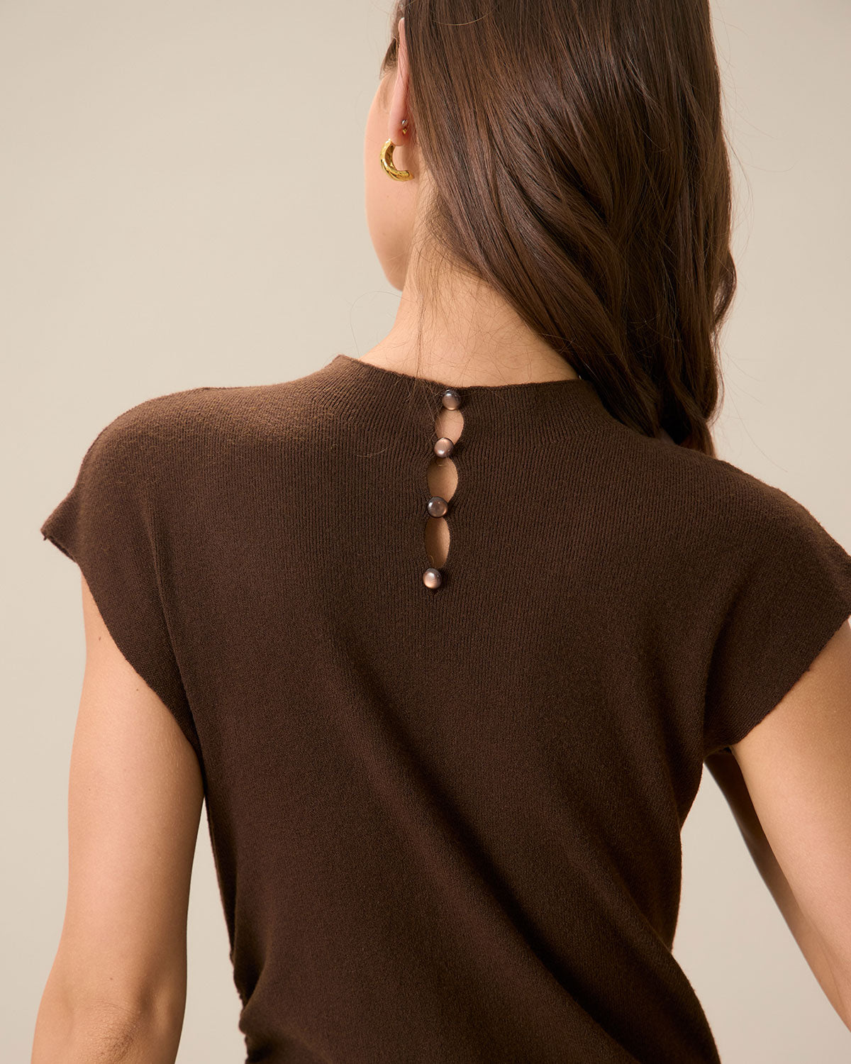 Belltoile™ Kadın Kahve Bodycon Çift Taraflı Triko Elbise