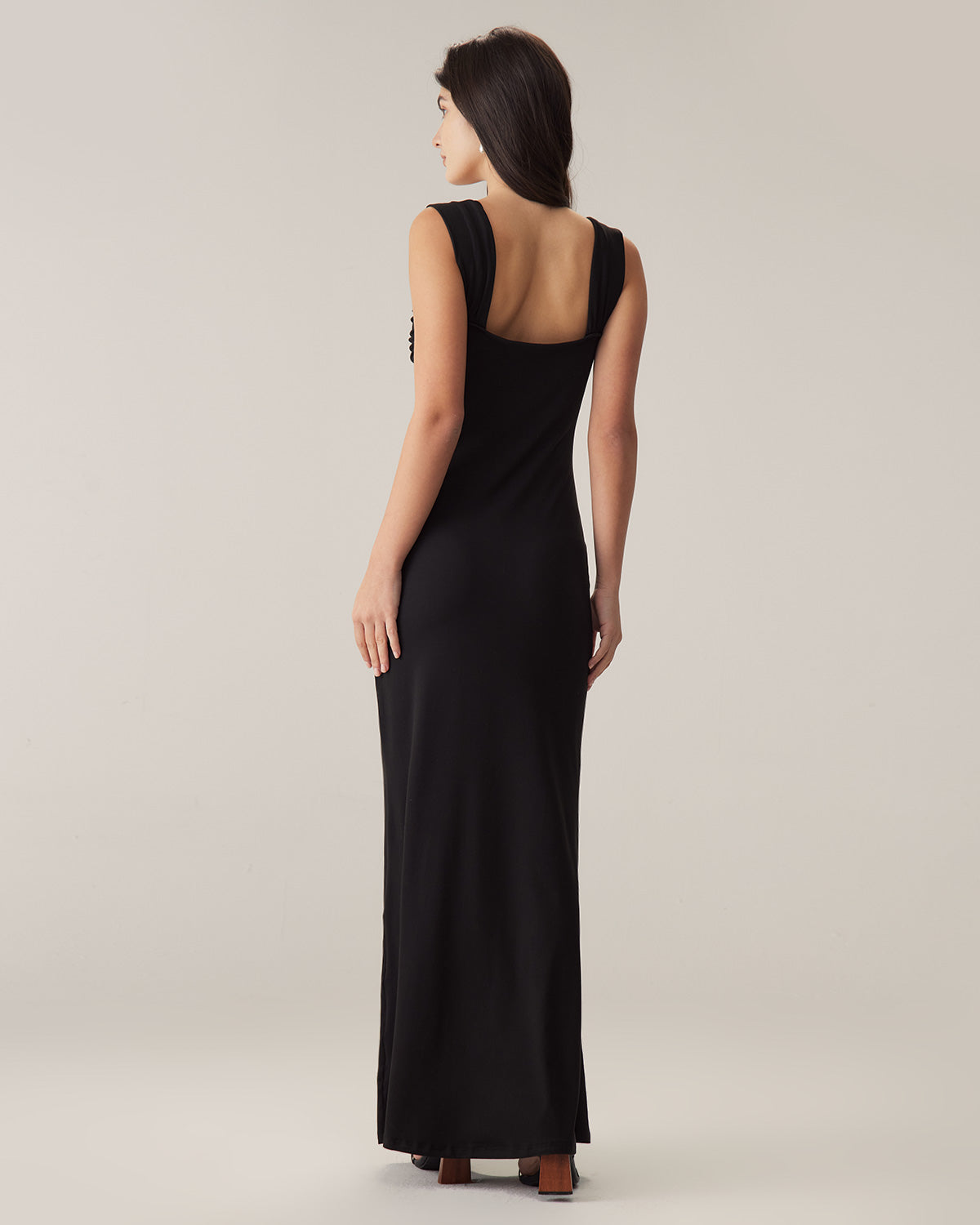 Belltoile Siyah Dantelli Trompet Slip Maxi Elbise