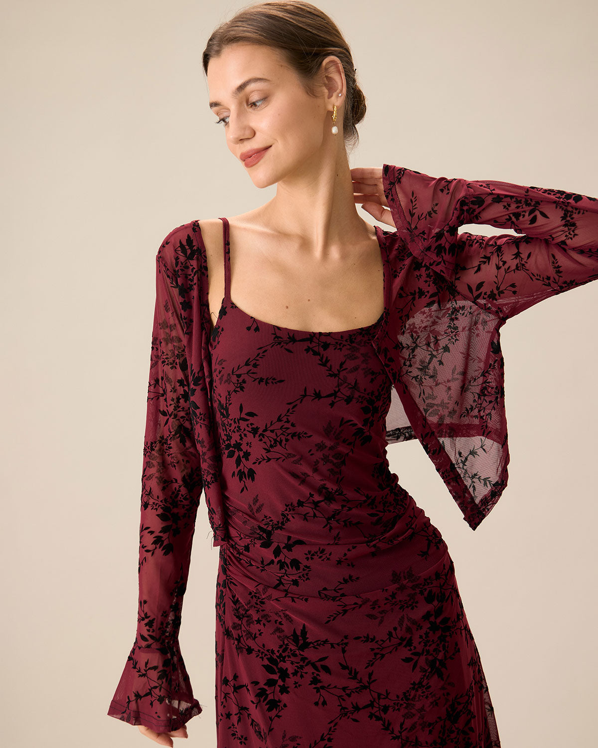 Belltoile Kırmızı Çiçekli Bodycon Slip Midi Elbise
