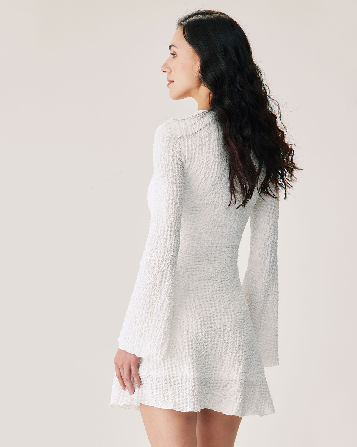 Belltoile™ Beyaz Dantelli Zil Kol Mini Elbise