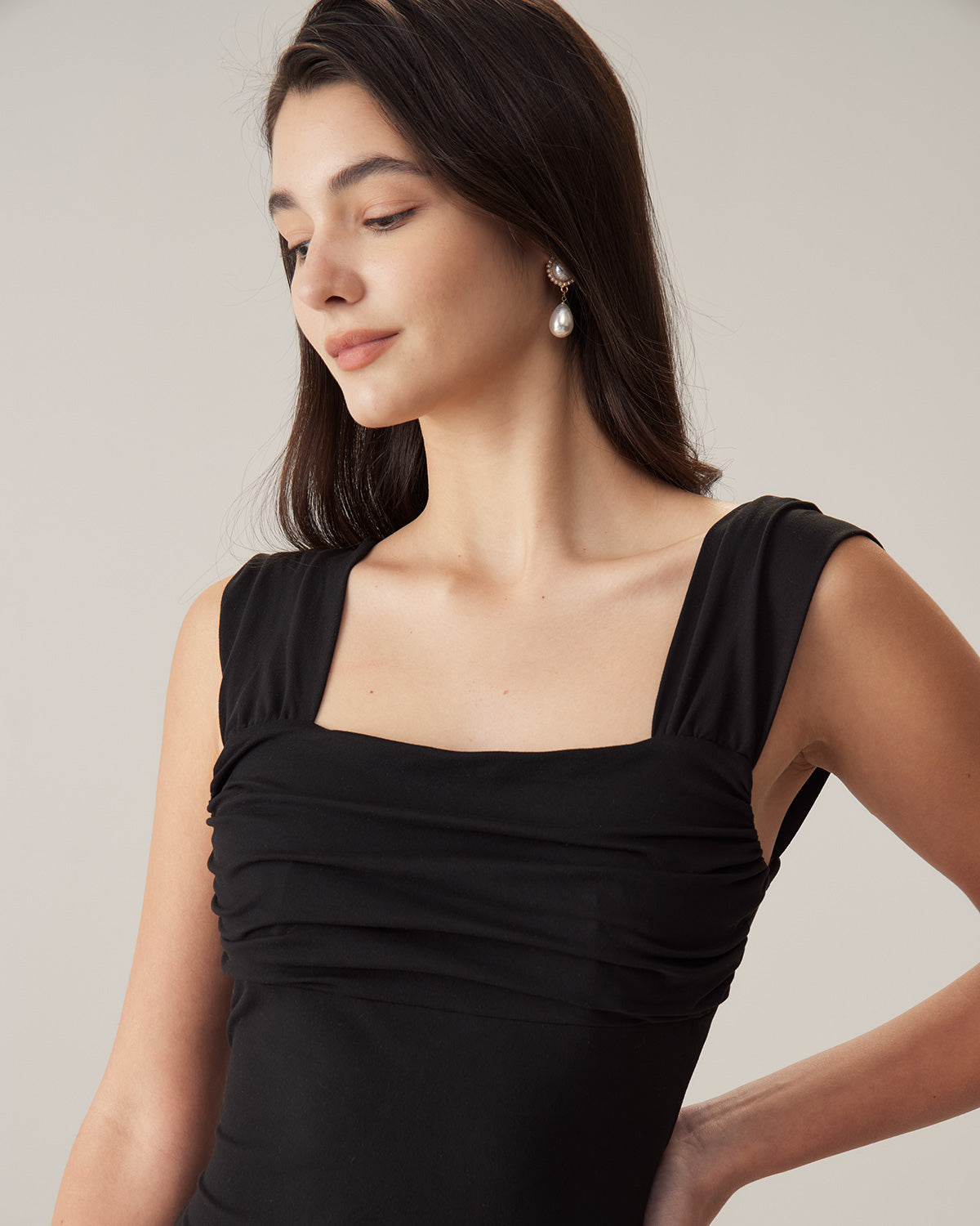 Belltoile Siyah Dantelli Trompet Slip Maxi Elbise
