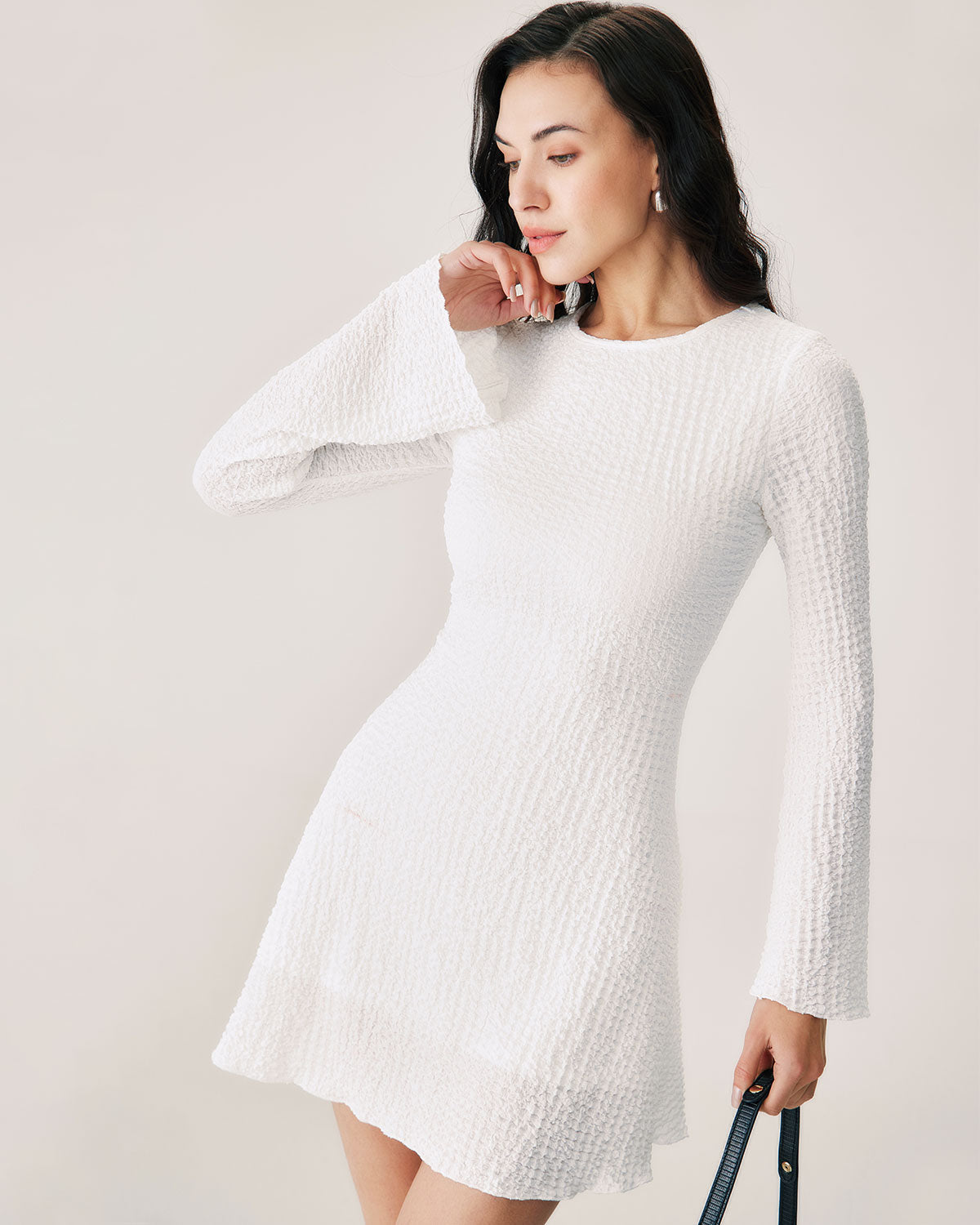 Belltoile™ Beyaz Dantelli Zil Kol Mini Elbise