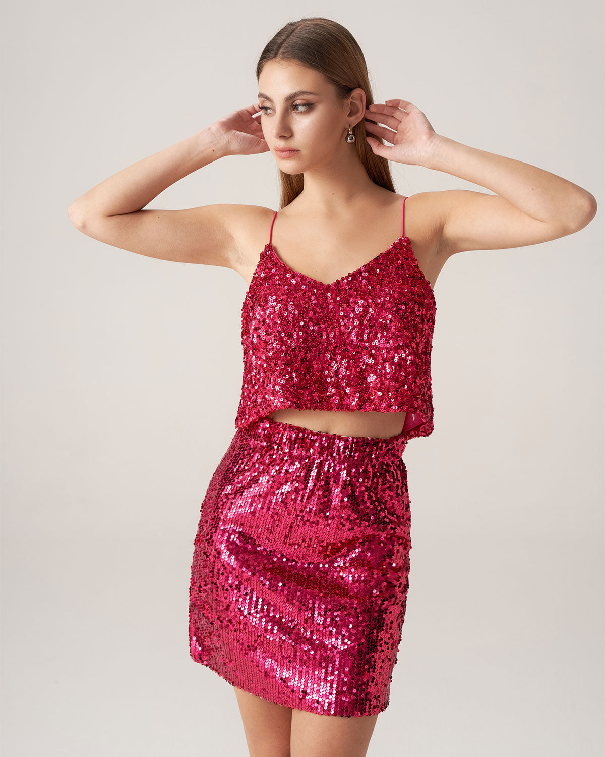 Belltoile™ Bettydress-Kırmızı Payet Düz Mini Etek