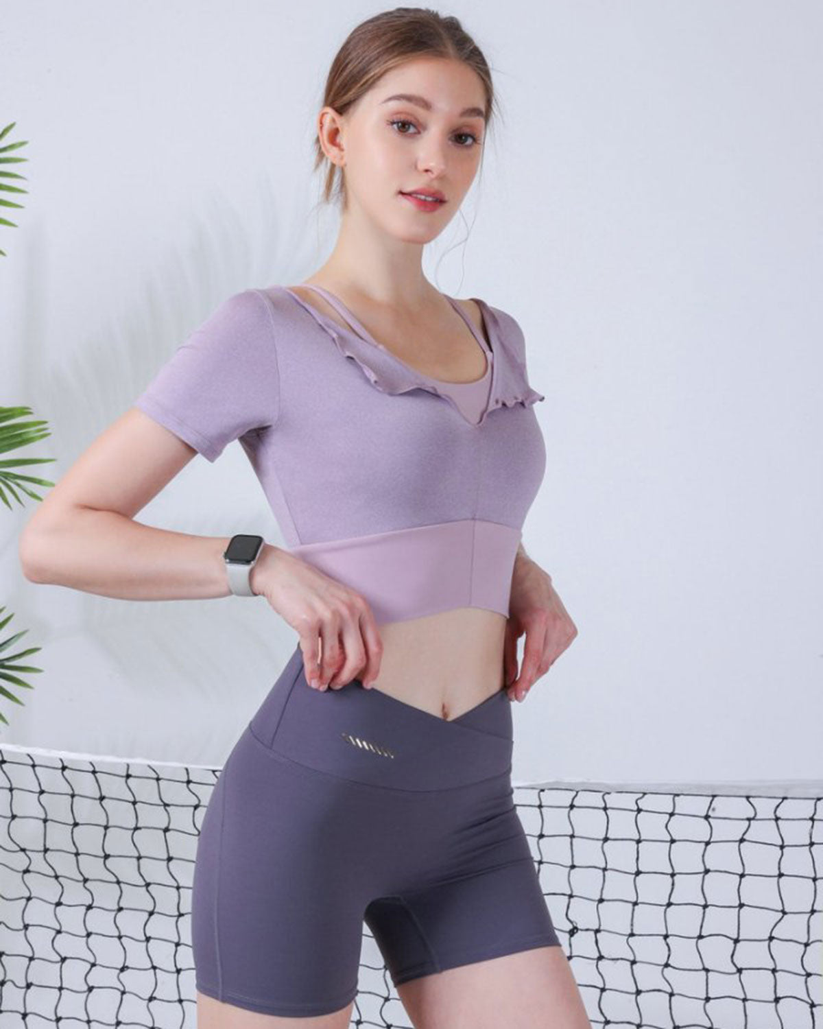 Belltoile™ Mor Kısa Kollu Üst - Hafif Destek